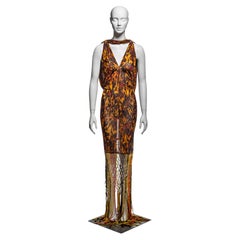 Jean Paul Gaultier Mottled Print Maxi Dress with Long Fringe, SS 2005