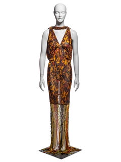 Jean Paul Gaultier Mottled Print Maxi Dress with Long Fringe, SS 2005