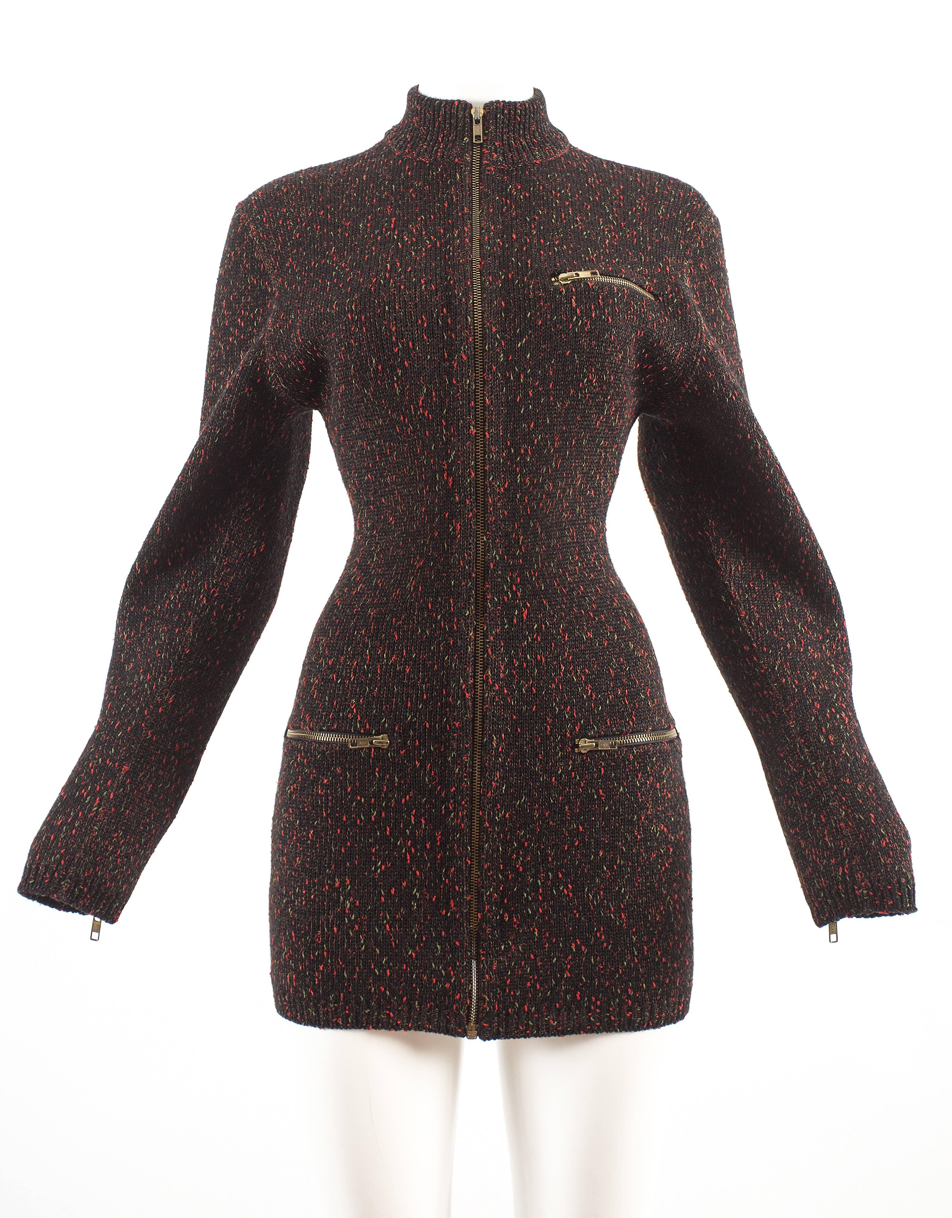 Alaia Autumn-Winter 1986 knitted zipper mini dress
