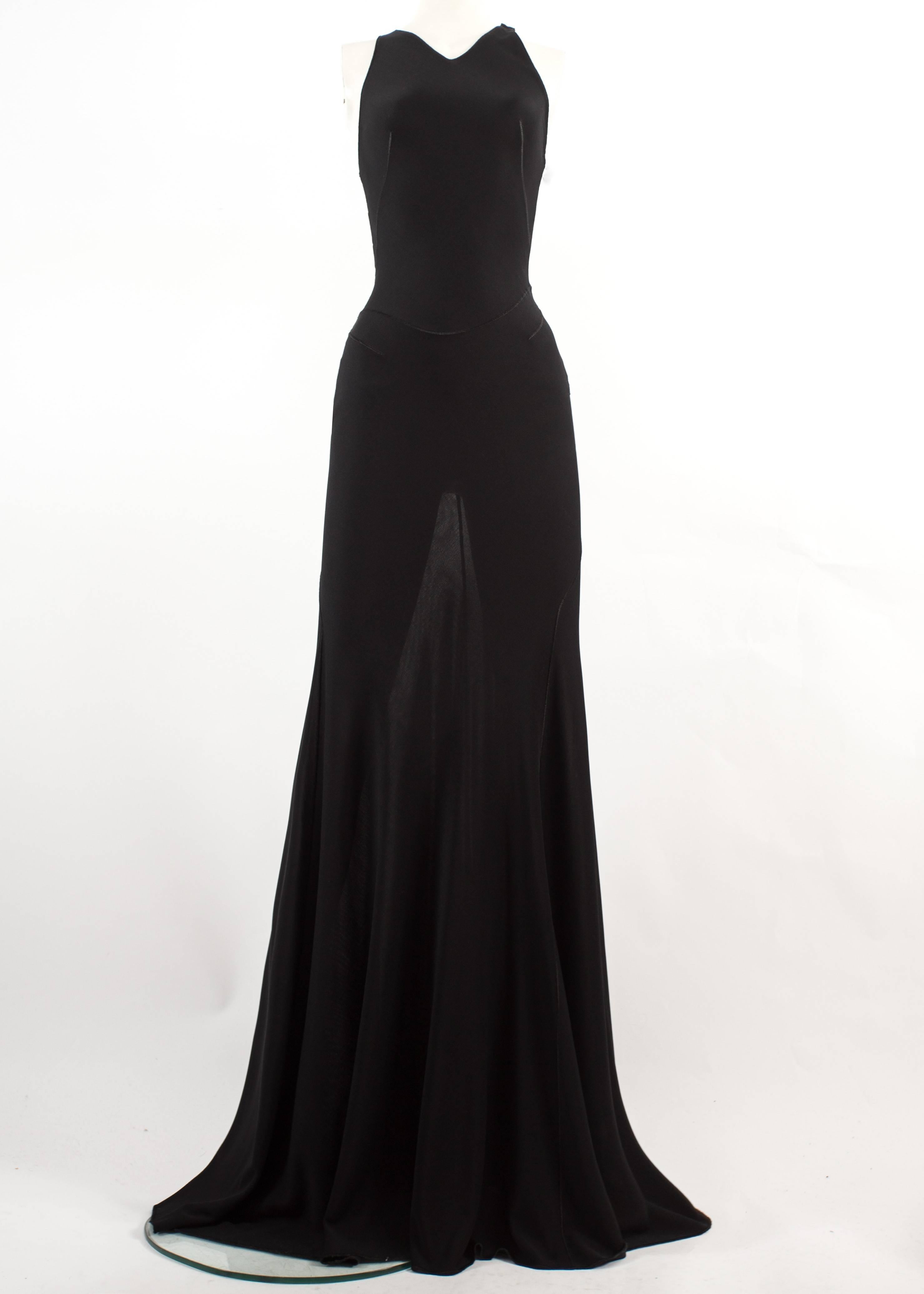 Azzedine Alaia Couture Autumn-Winter 2001 black full length knitted evening gown 
