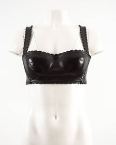 Alaia Spring-Summer 1992 black leather lace up bra