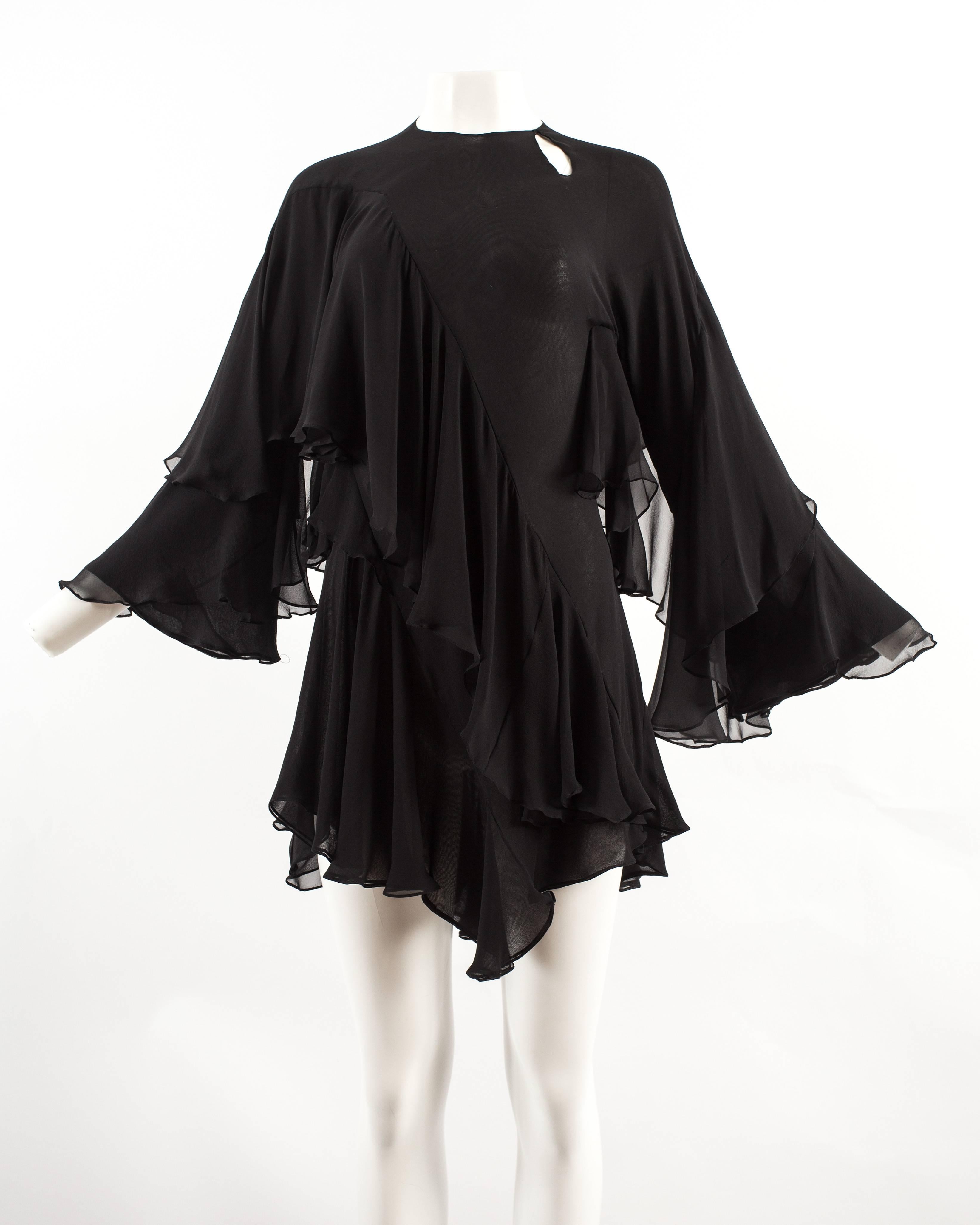 Black Tom Ford for Gucci Autumn-Winter 1999 black silk georgette bias cut mini dress