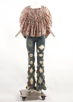 Junya Watanabe denim jeans and cotton blouse ensemble, Spring-Summer 2002