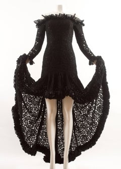 Yves Saint Laurent Autumn-Winter 1987 black lace flamenco evening dress