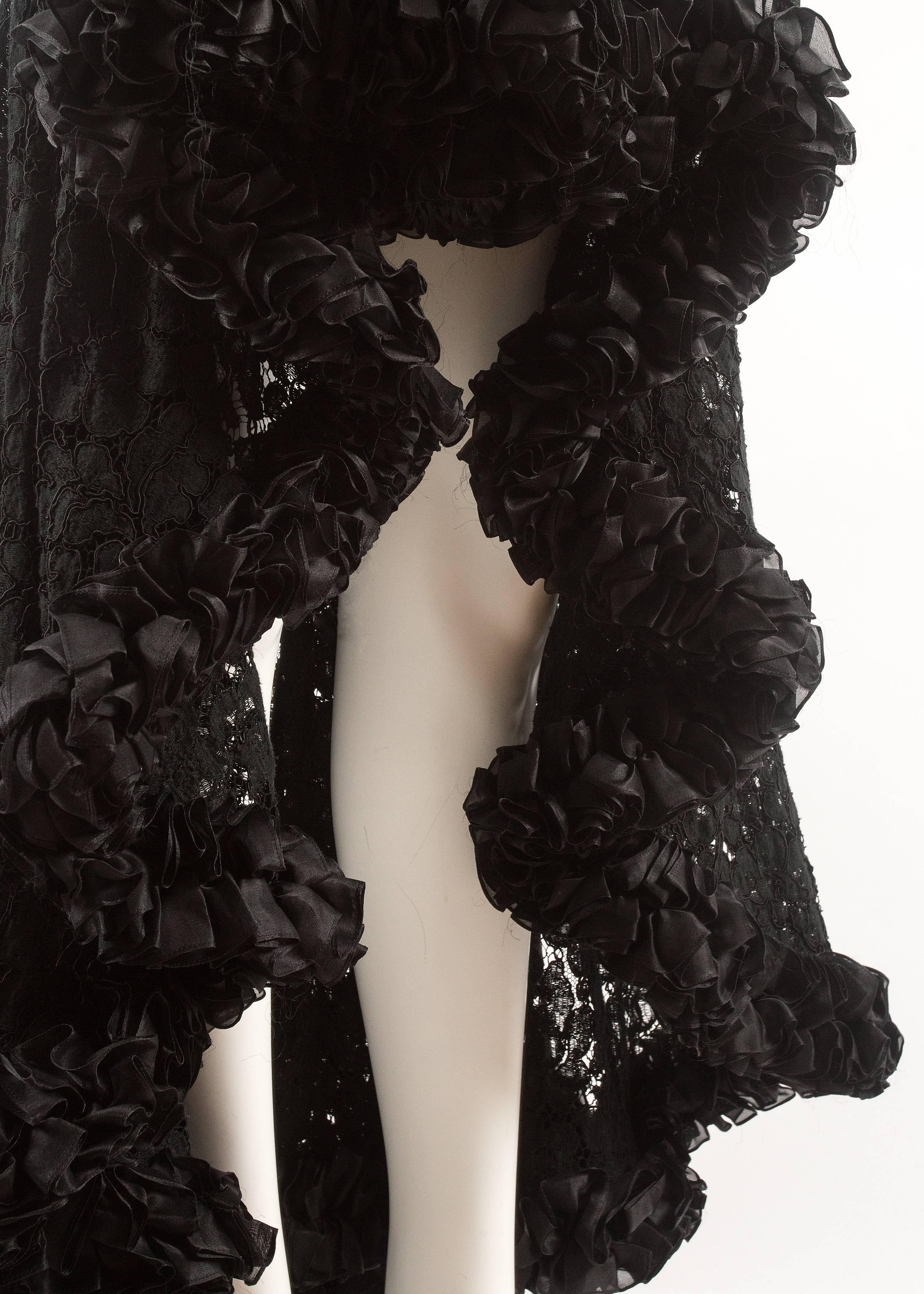 Women's Yves Saint Laurent Autumn-Winter 1987 black lace flamenco evening dress For Sale