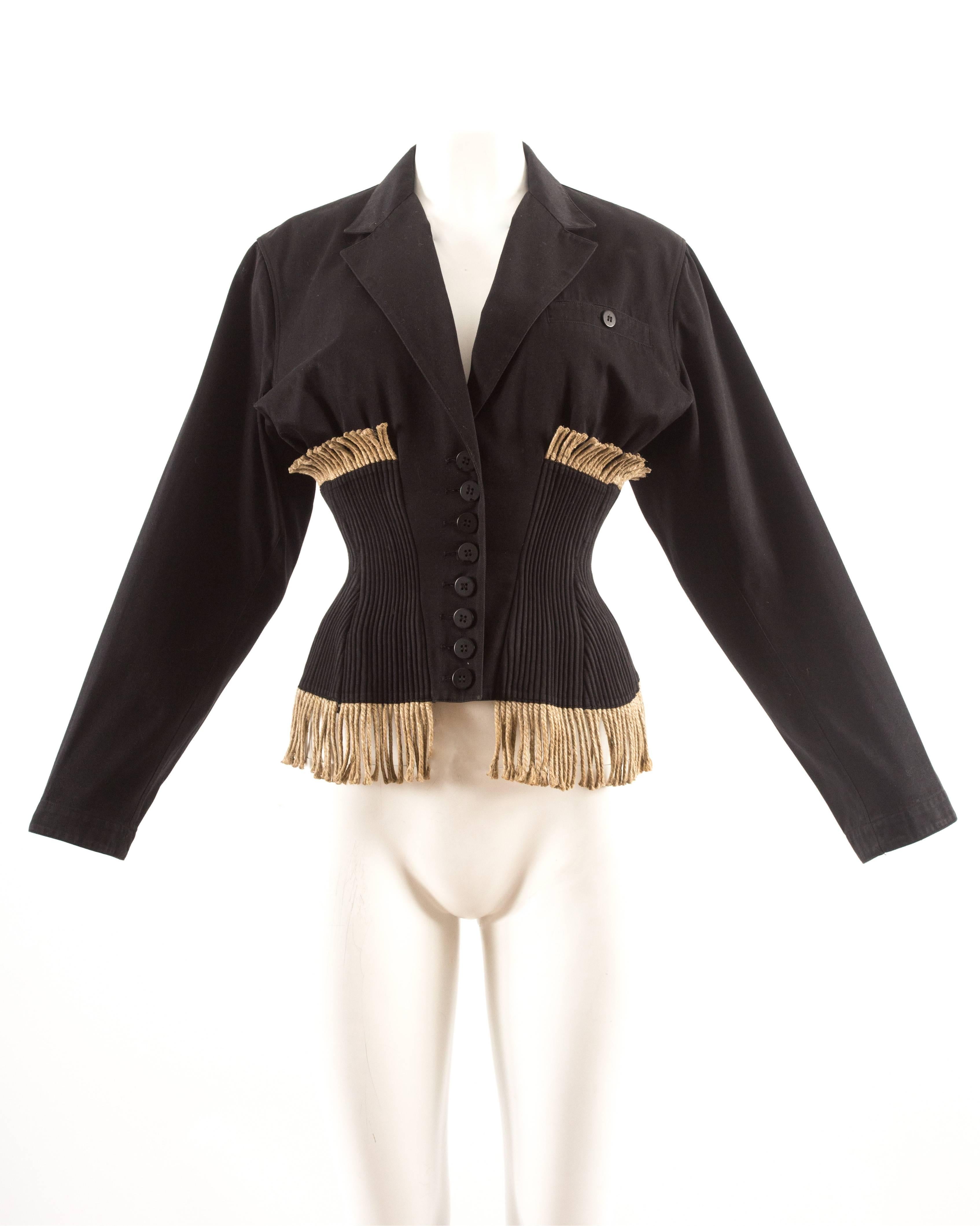Alaia Spring-Summer 1988 corset-jacket with rope fringe 
