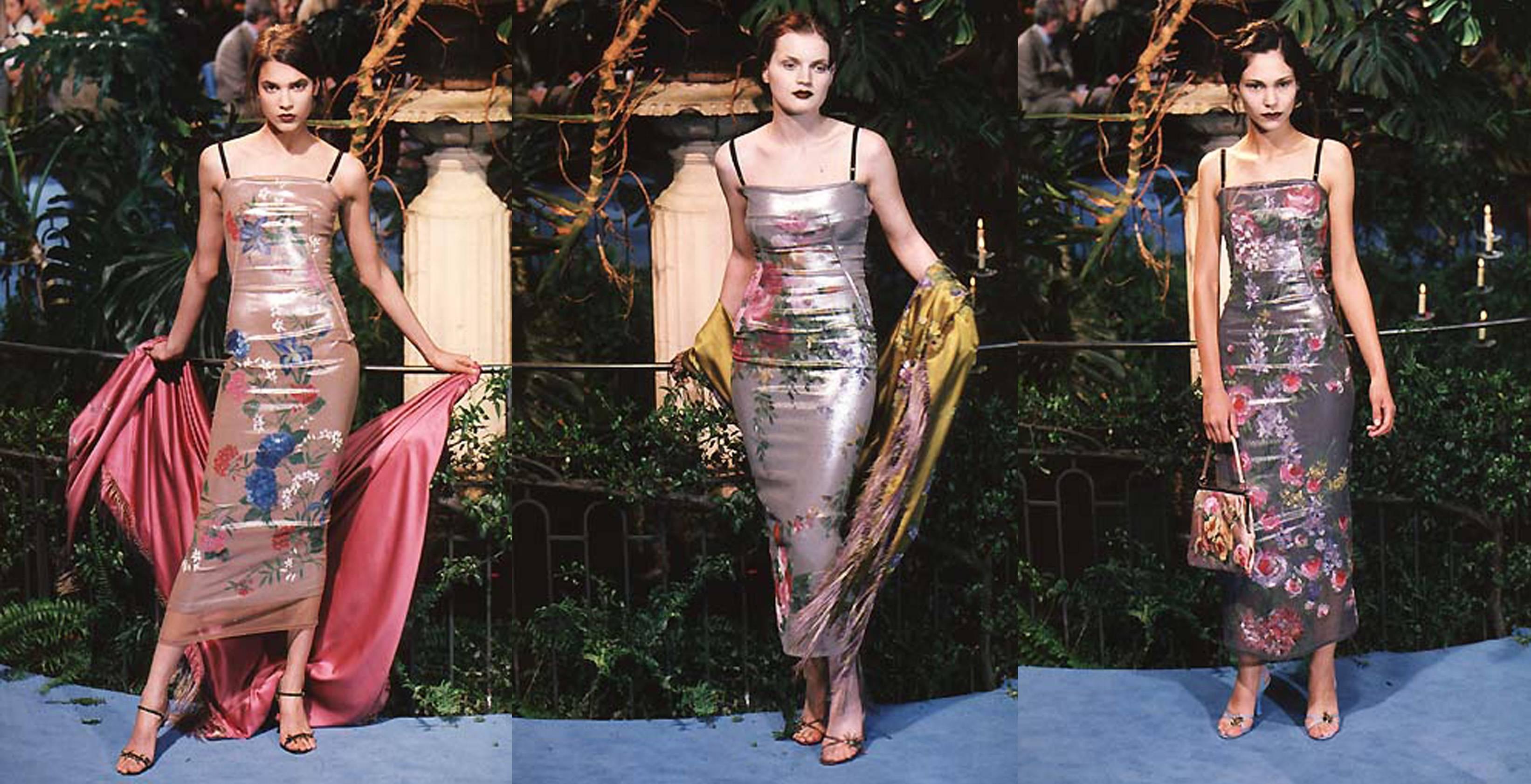 Dolce & Gabbana hand painted mesh evening dress, Autumn-Winter 1998  In Excellent Condition In London, GB