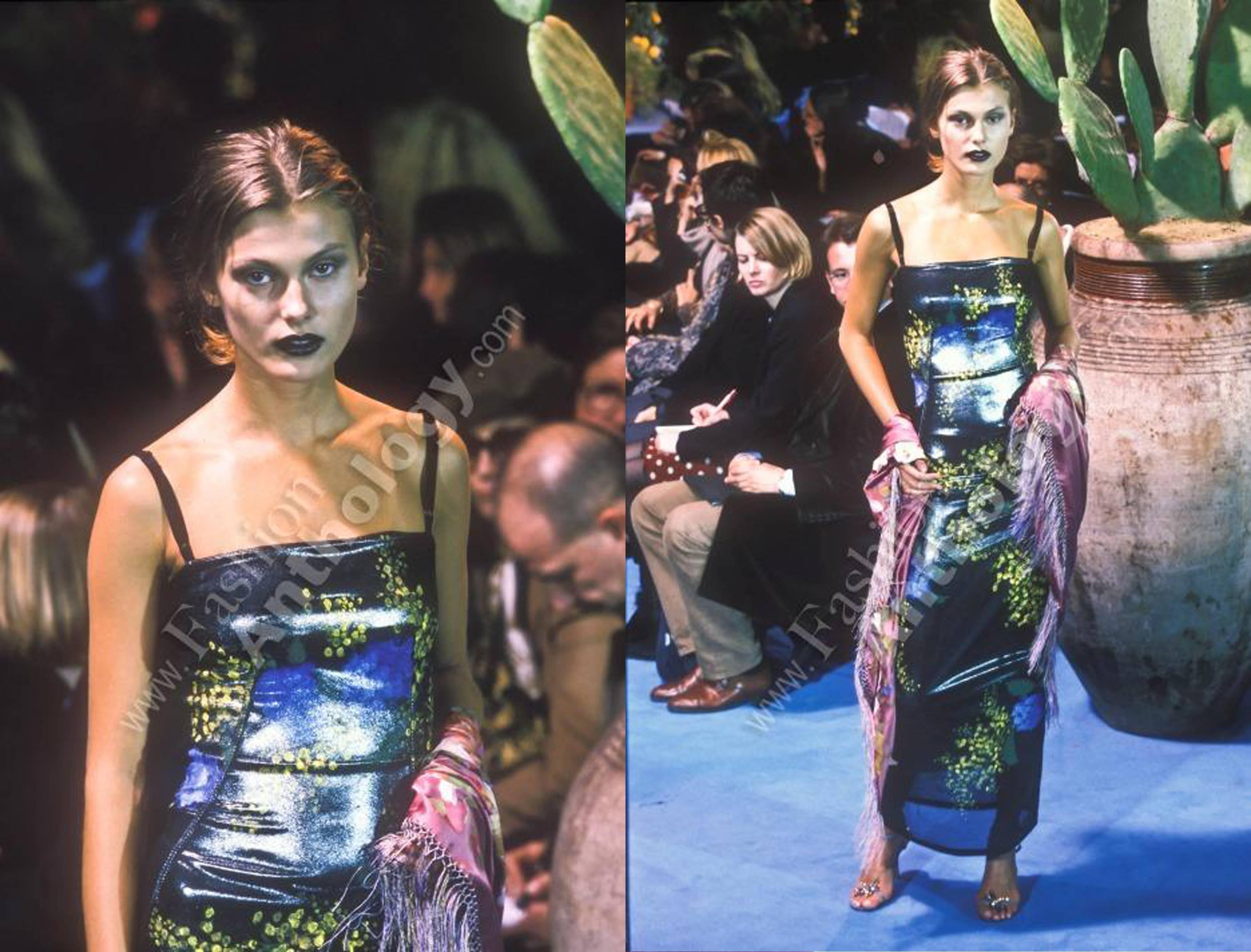 Black Dolce & Gabbana hand painted mesh evening dress, Autumn-Winter 1998 