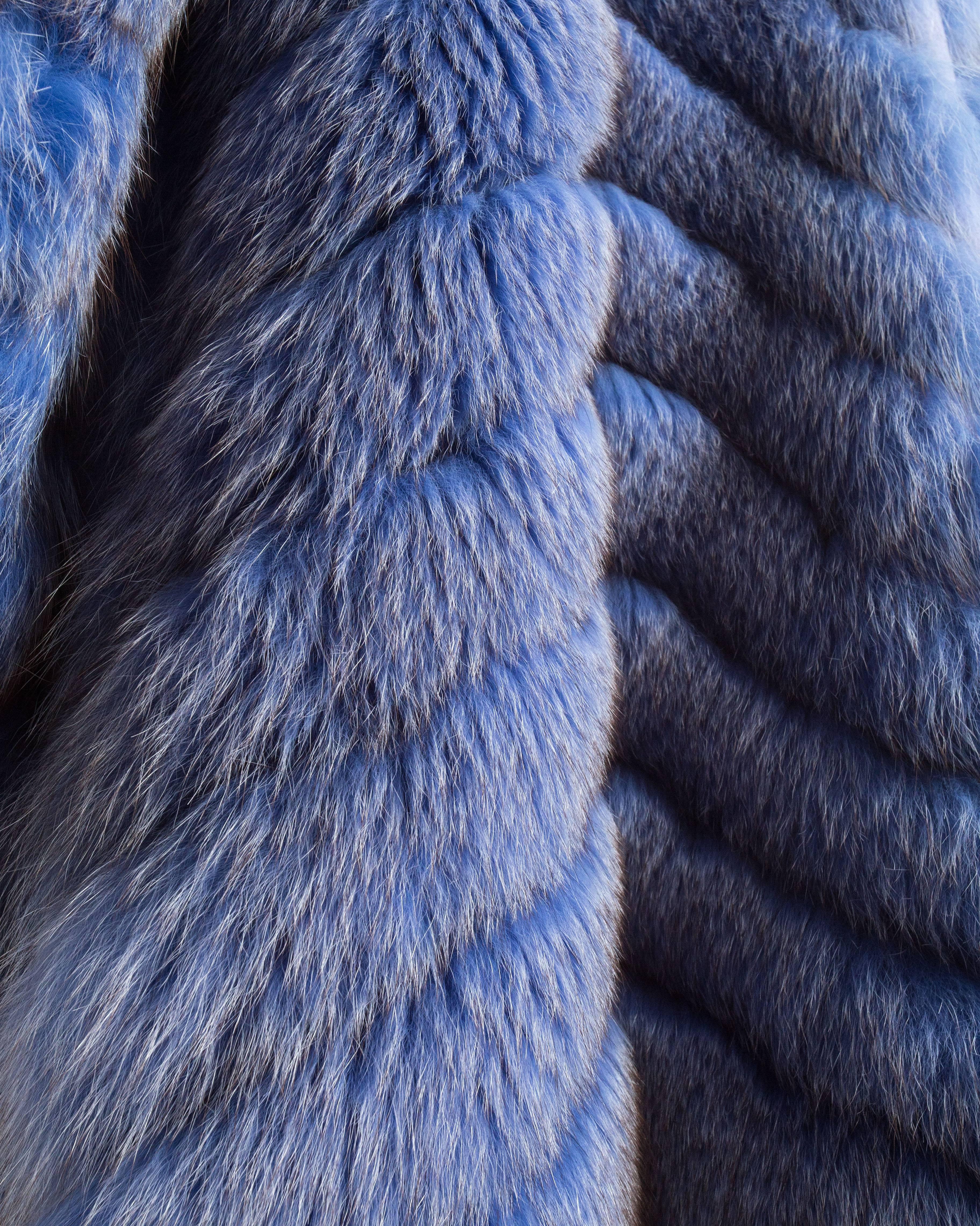 Bejamin Fourrures 1980 powder blue fox fur oversized coat 1