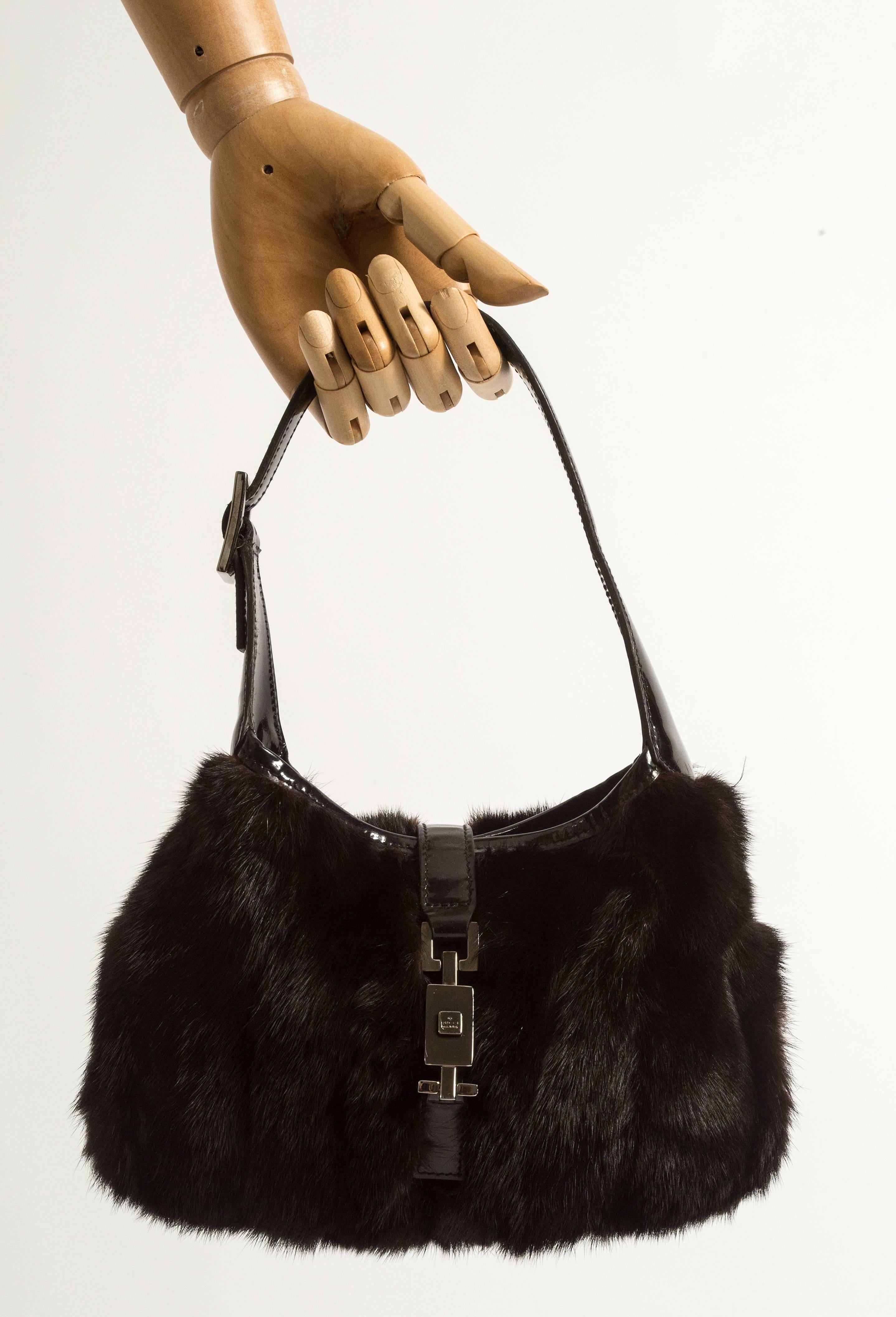 Black Tom Ford for Gucci Autumn-Winter 1999 mink miniature handbag 