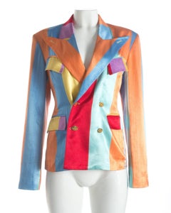 Giacca da sera unisex in raso a righe multicolore di Vivienne Westwood  P/E 1993