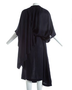 Comme des Garcons indigo linen oversized draped dress, S / S 1984