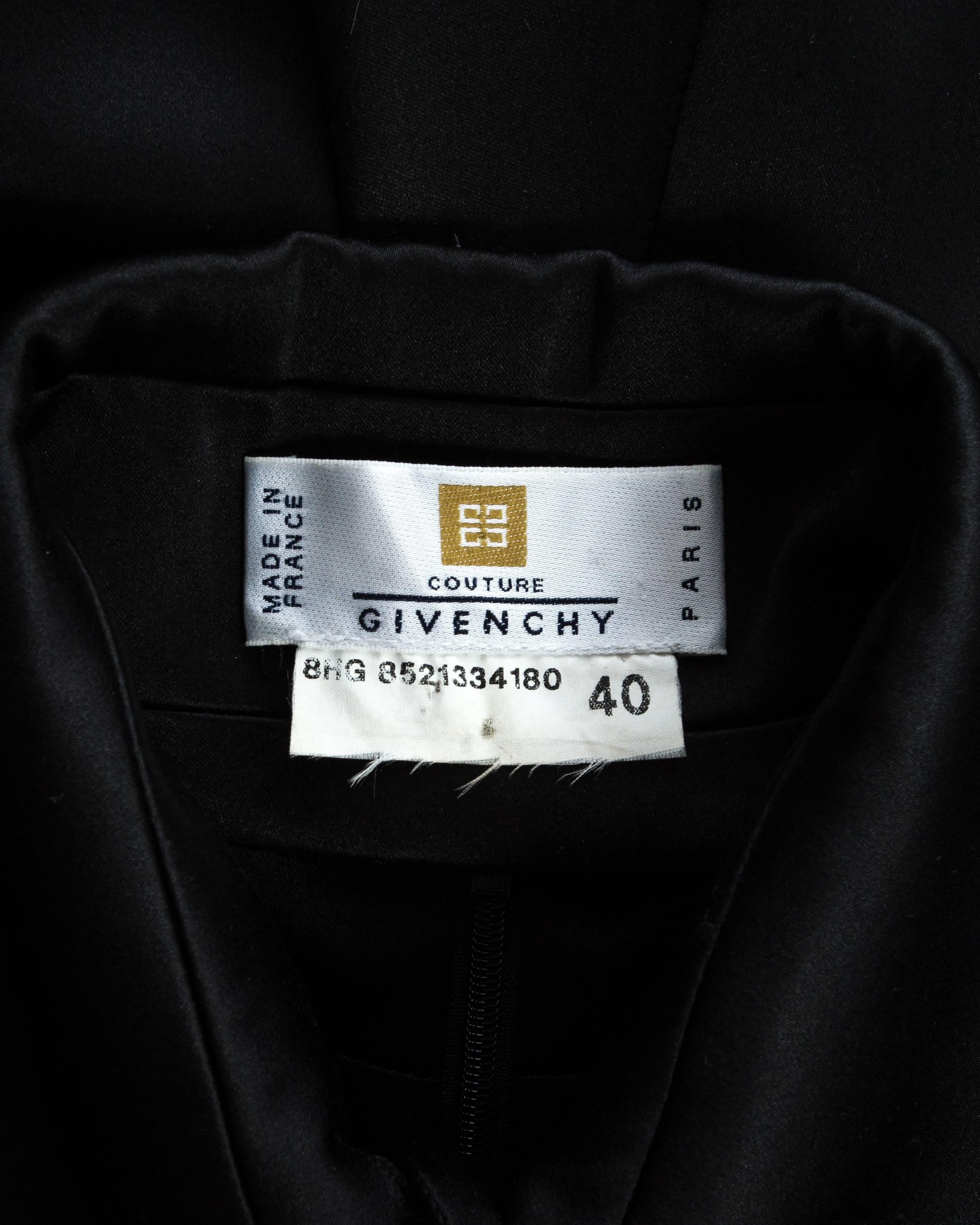 Givenchy by Alexander McQueen black silk evening dress with train, fw 1998 In Excellent Condition In London, GB