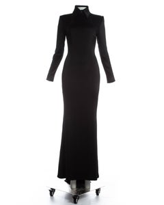Givenchy by Alexander McQueen black silk evening dress with train, fw 1998