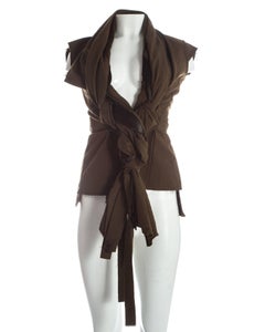 Comme des Garcons khaki green cotton waistcoat with large braids, S / S 2003