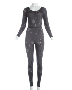 Vivienne Westwood Bodysuit and leggings ensemble with Orb print, ca. 1990-92