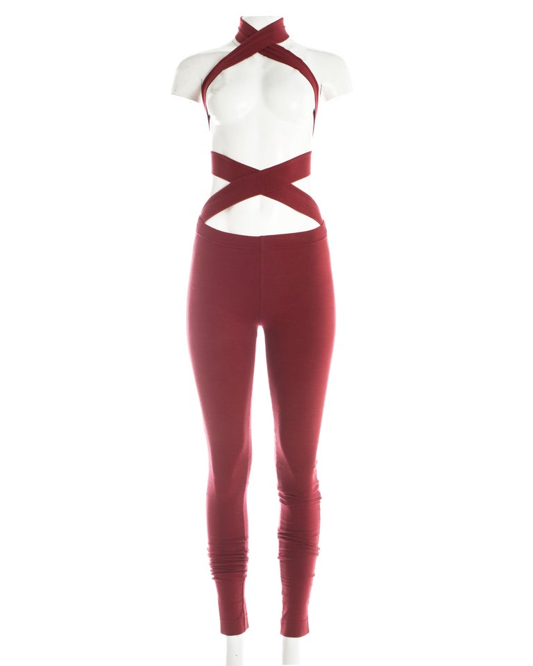 Dolce and Gabbana red spandex leggings with bandage fastening, S/S 1991 ...