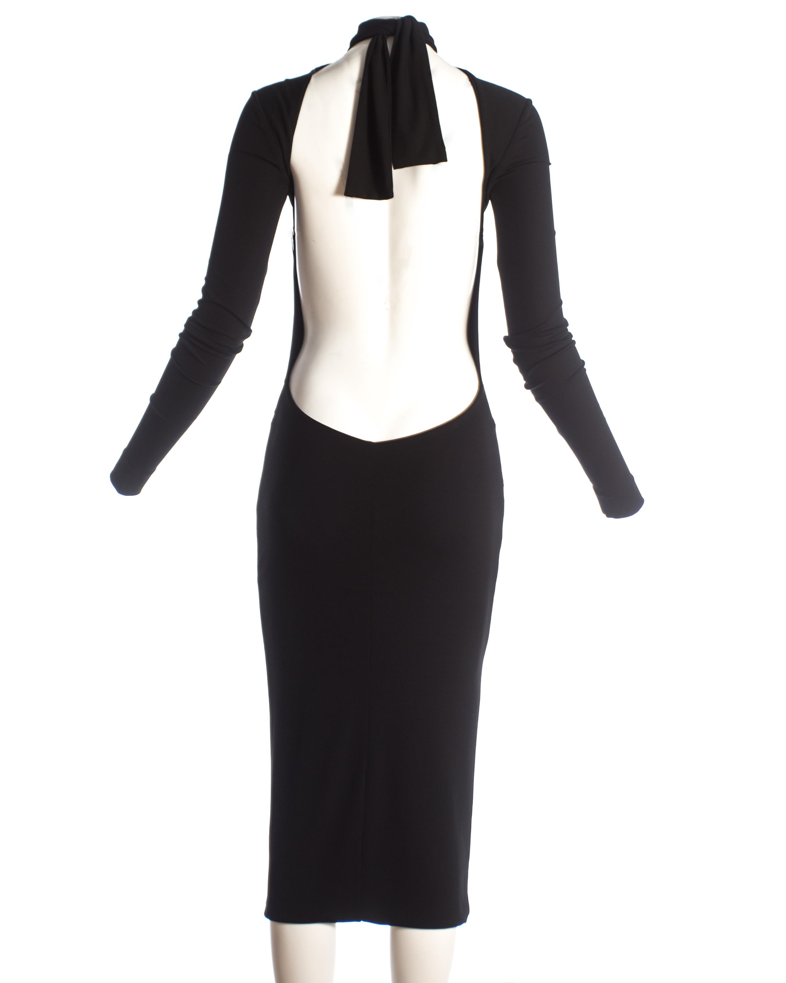 Dolce & Gabbana black rayon spandex backless turtle neck dress, S/S 2001 In Good Condition In London, GB