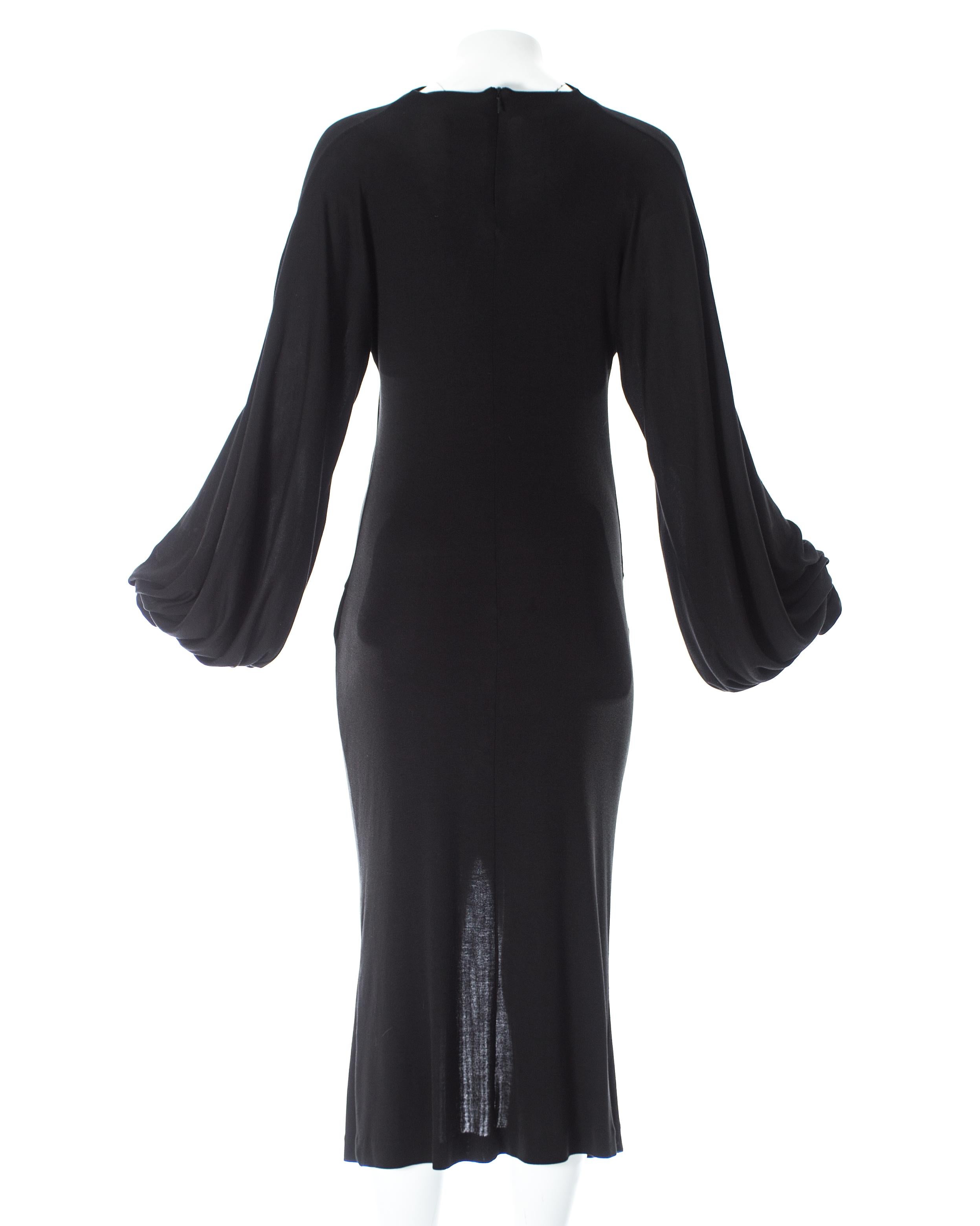 Alexander McQueen black silk and rayon jersey evening dress, fw 2001 In Good Condition For Sale In London, GB