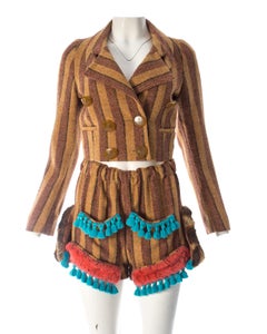 Vivivnne Westwood striped herringbone tweed short suit, fw 1990