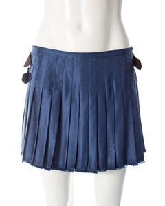 Vivienne Westwood, blue satin pleated wrap mini skirt / kilt, AW 2003