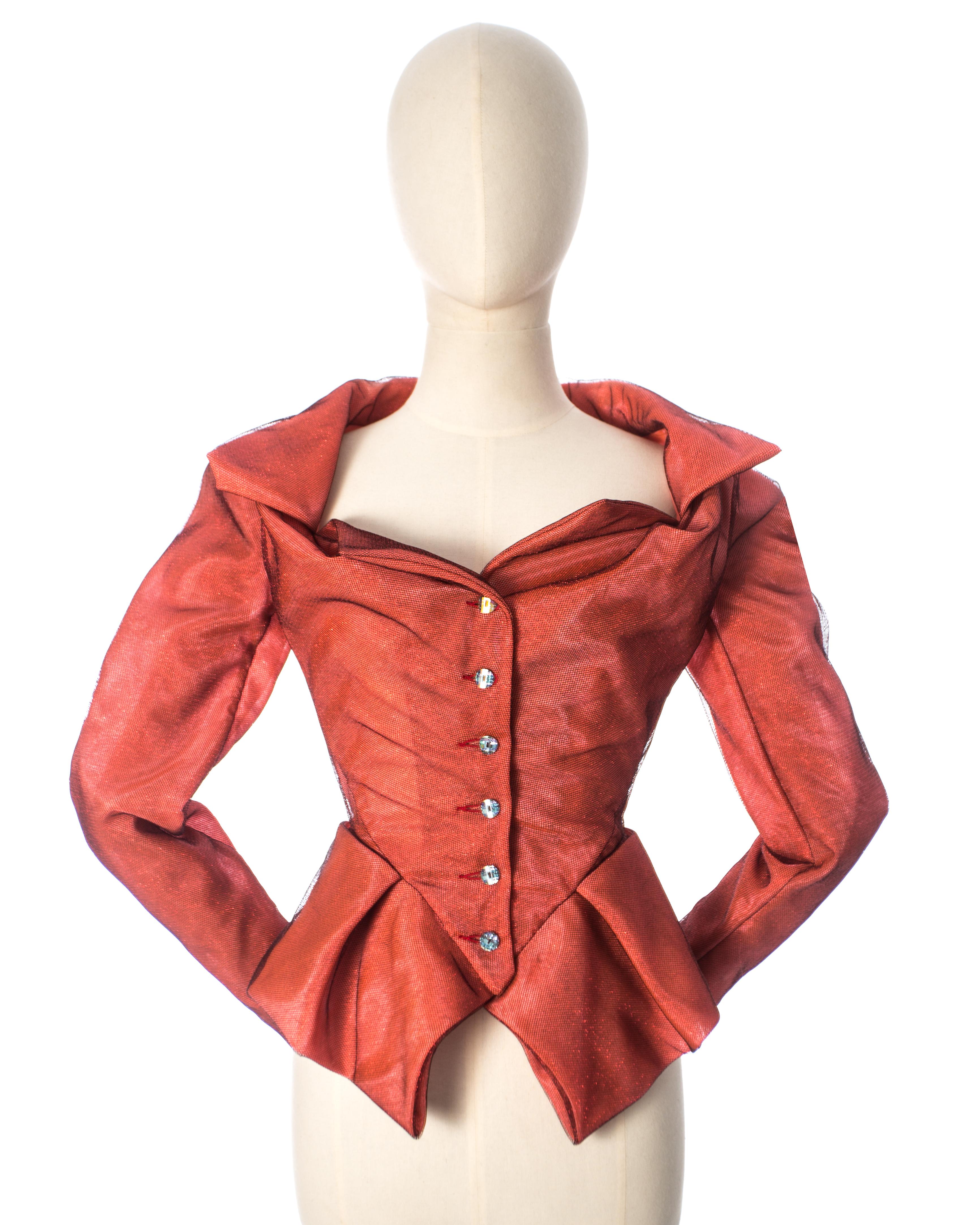 Women's Vivienne Westwood red lurex and tulle corset blouse, S/S 1997