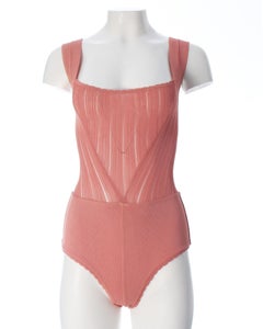 Azzedine Alaia  Body en maille rose, P/E 1992