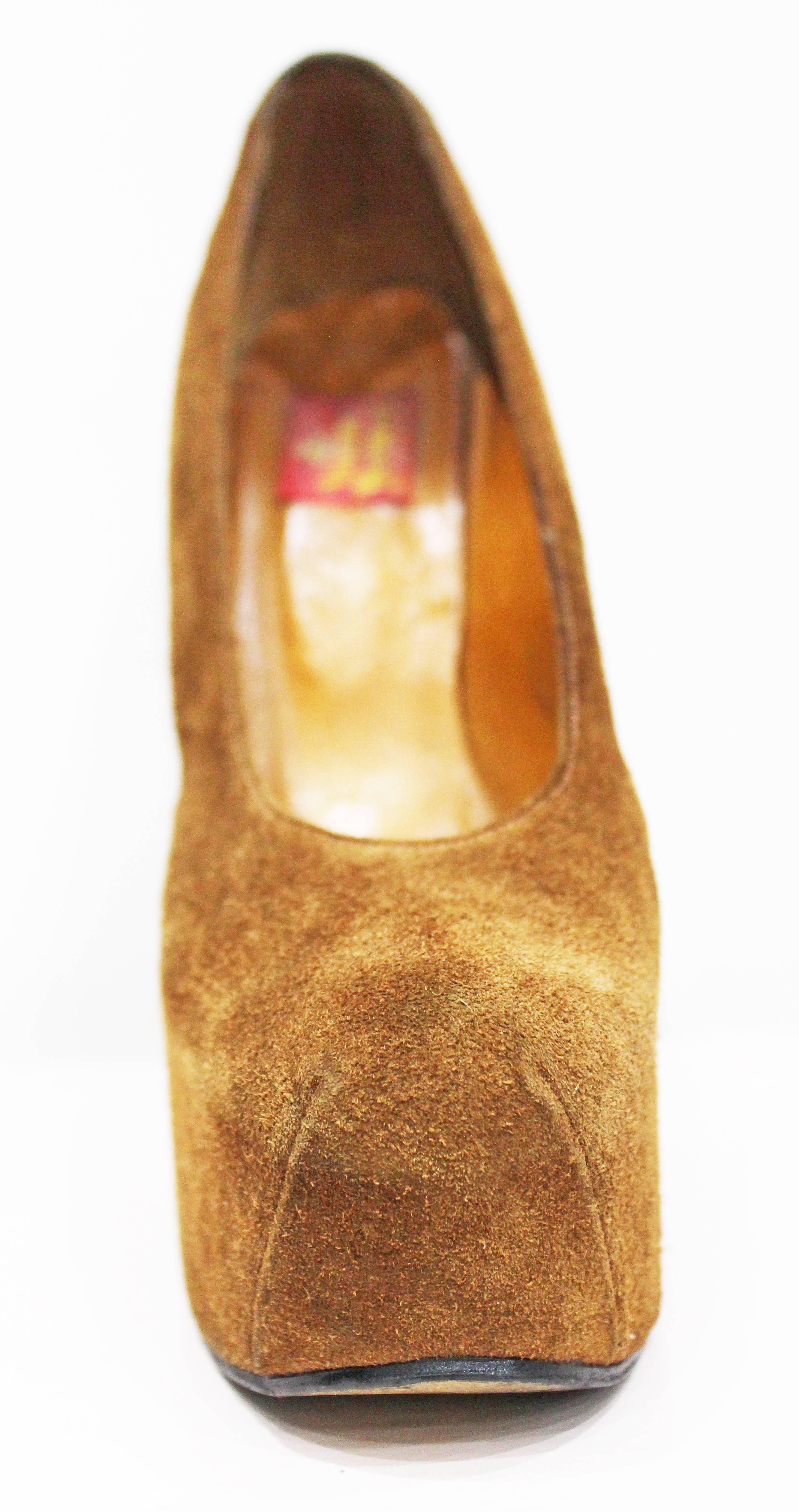 Brown Iconic and rare 1990s Vivienne Westwood suede platforms, Sz 39
