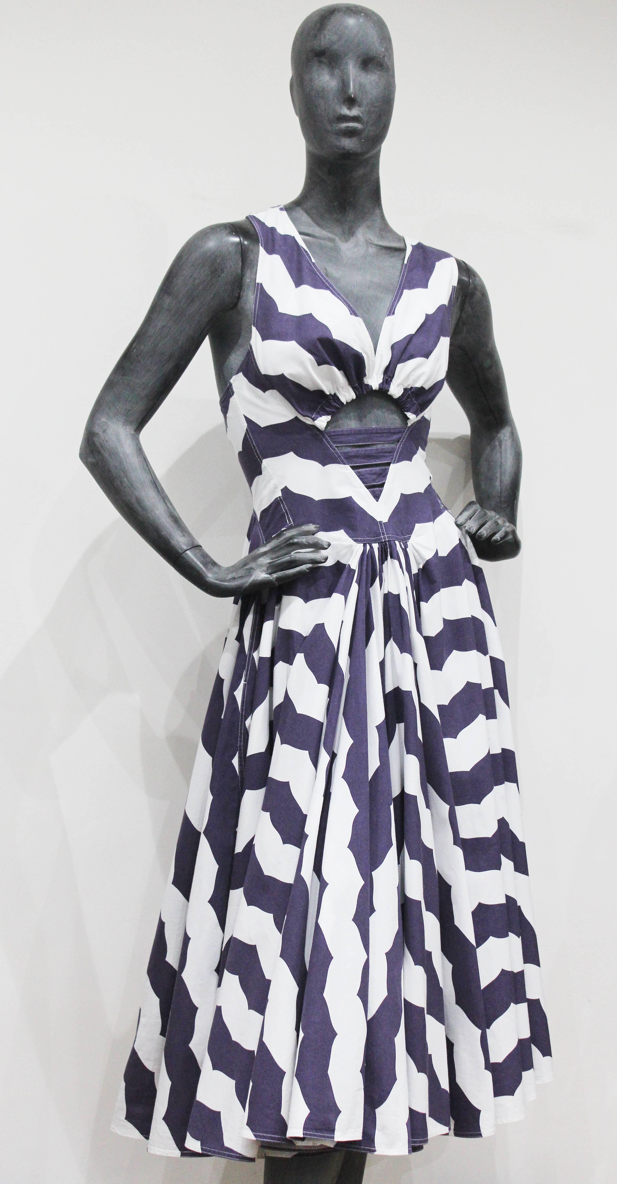 Exceptional rare Alaia Striped Cotton Cocktail Dress, Spring/Summer 1990 1