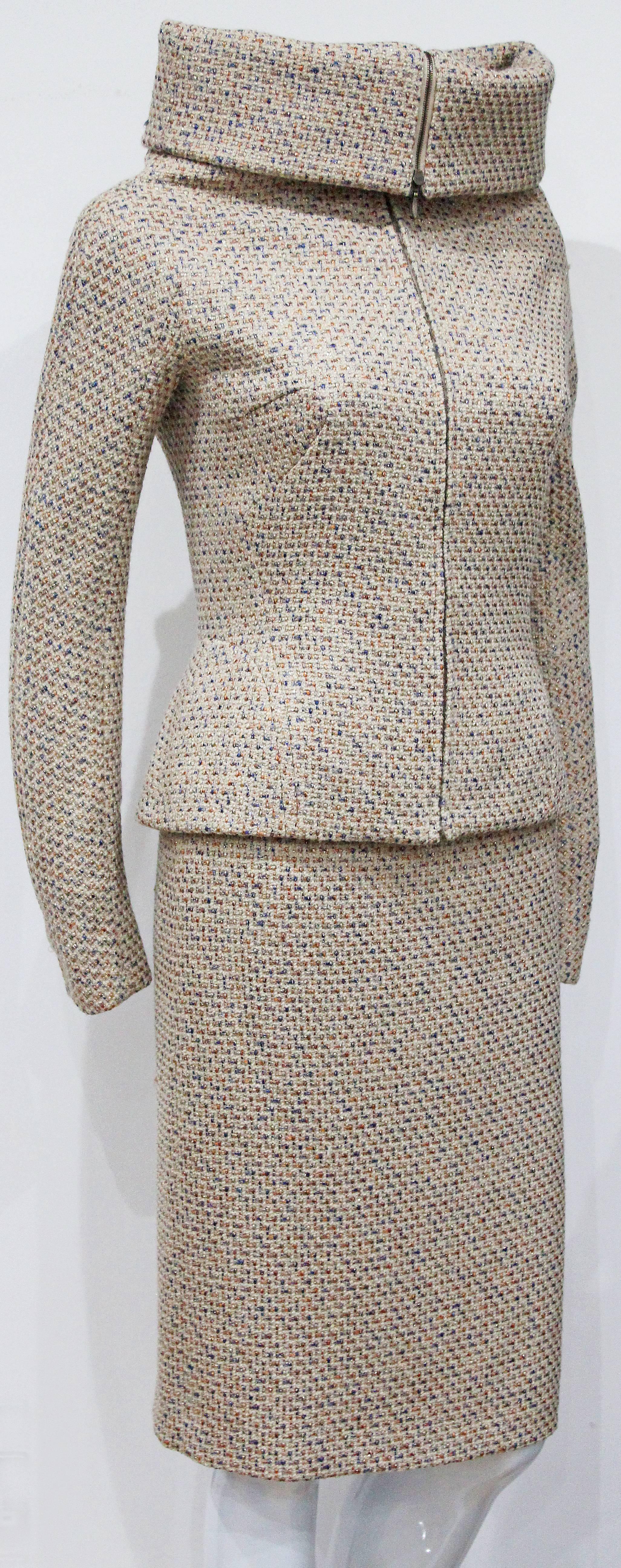 Women's Alexander McQueen Metallic Tweed Skirt Suit, Fall 2004