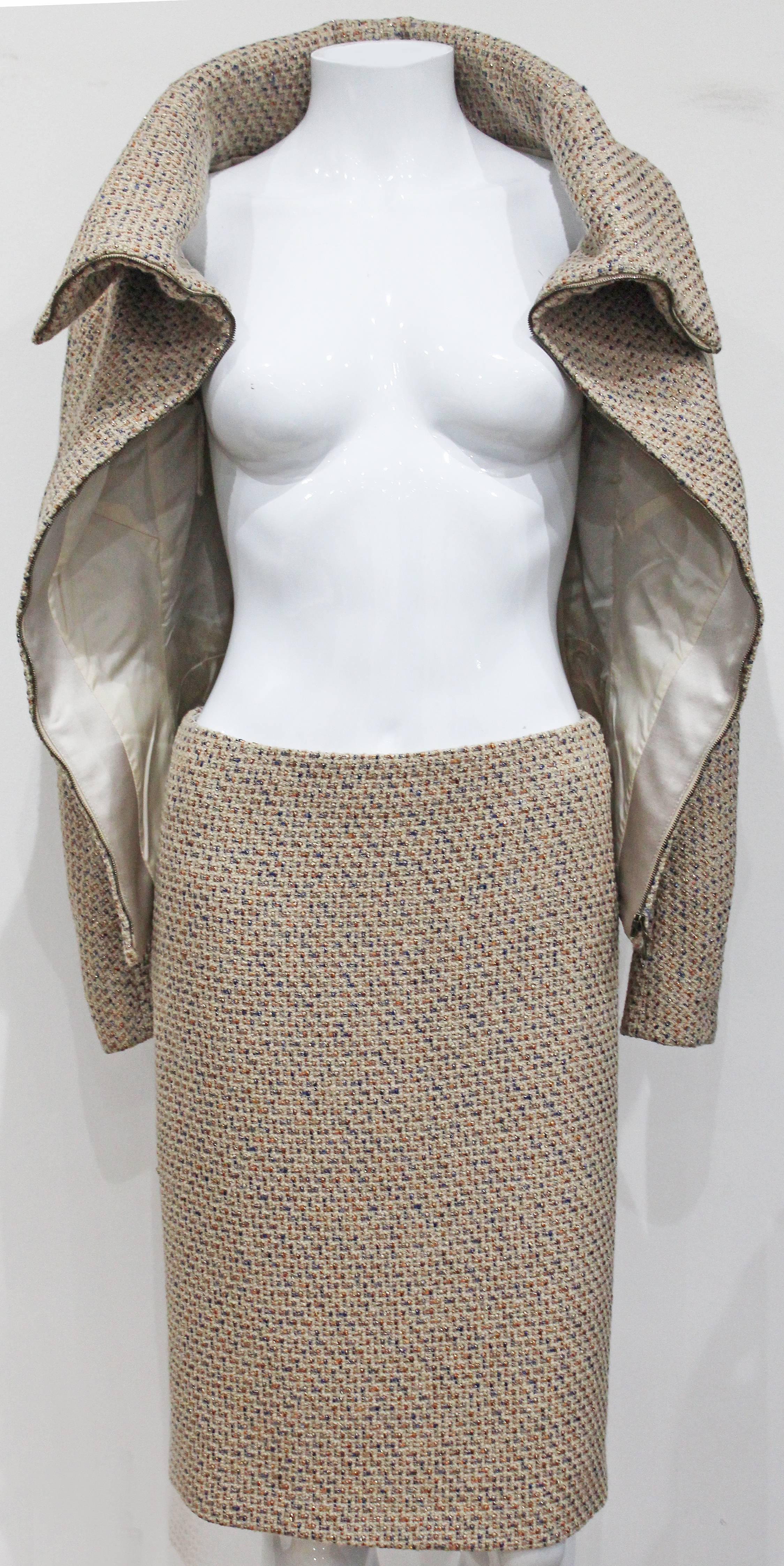 Alexander McQueen Metallic Tweed Skirt Suit, Fall 2004 1