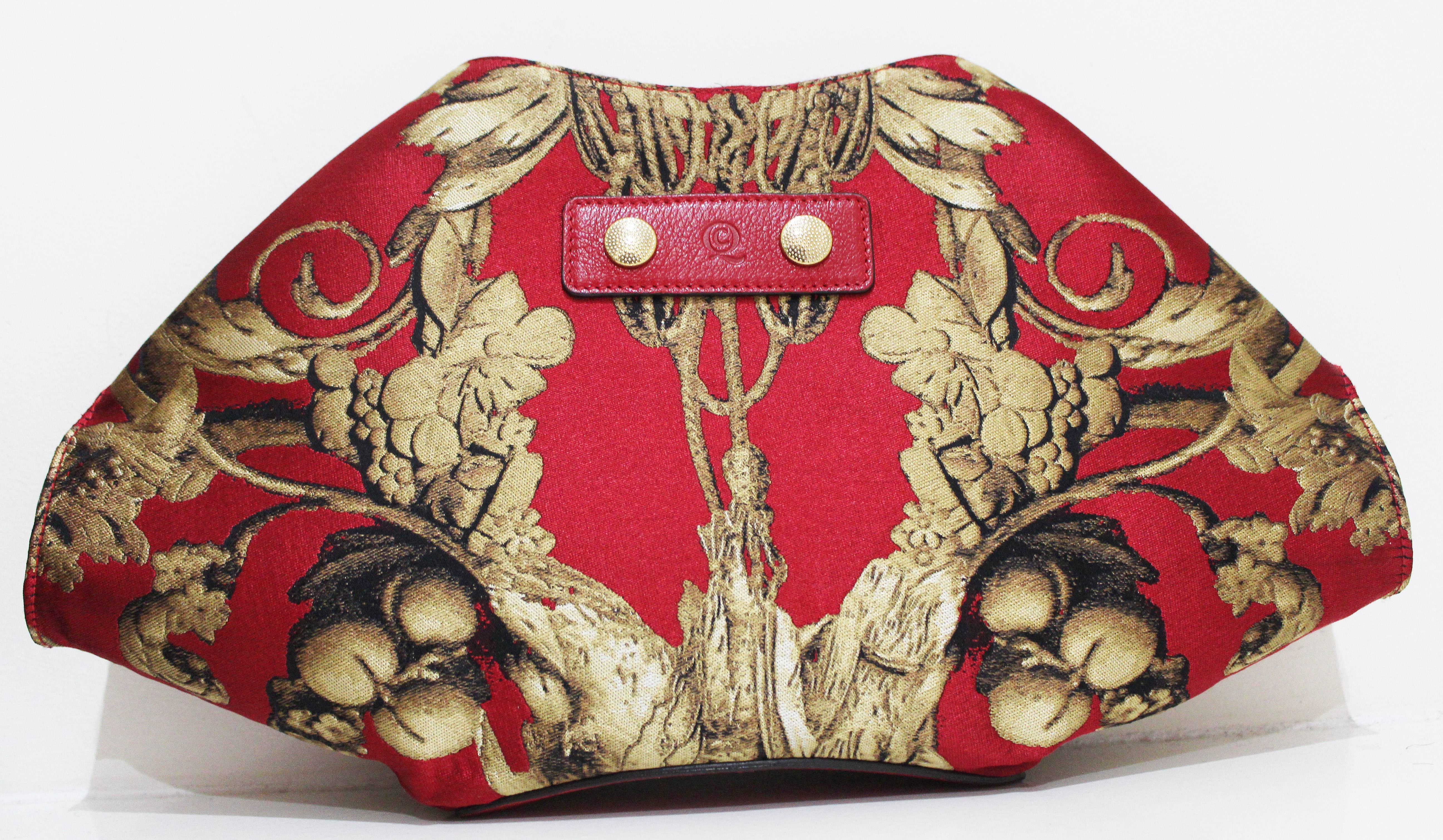 Brown Rare Alexander McQueen Red & Gold Gibbons Print de Manta Clutch Bag c. 2010