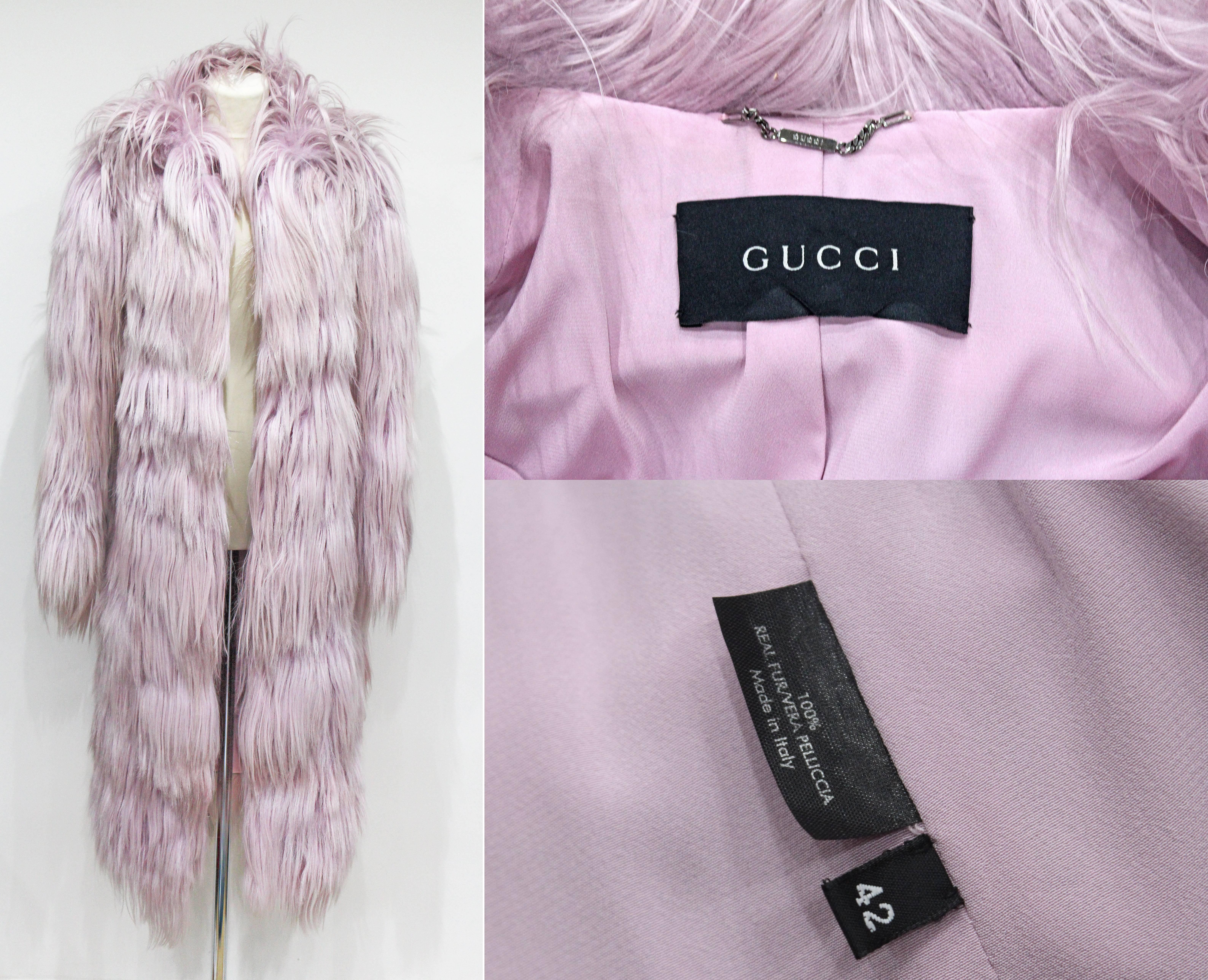 Important and rare Tom Ford for Gucci runway pink fur coat, Fall 2001 In Good Condition In London, GB
