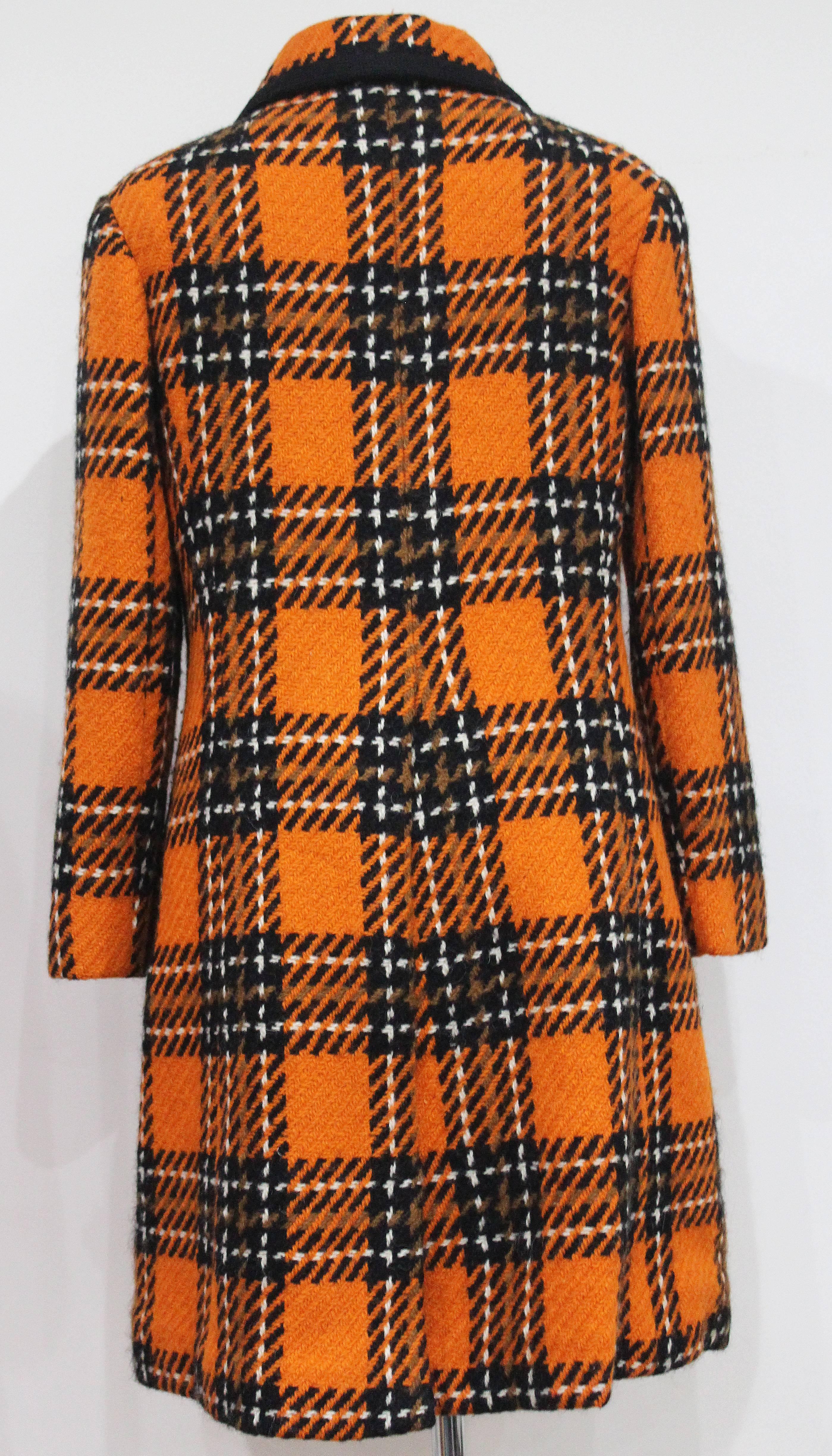 Women's 1960s English checked tweed tailored coat by Royal Dressmaker, Hardy Amies 