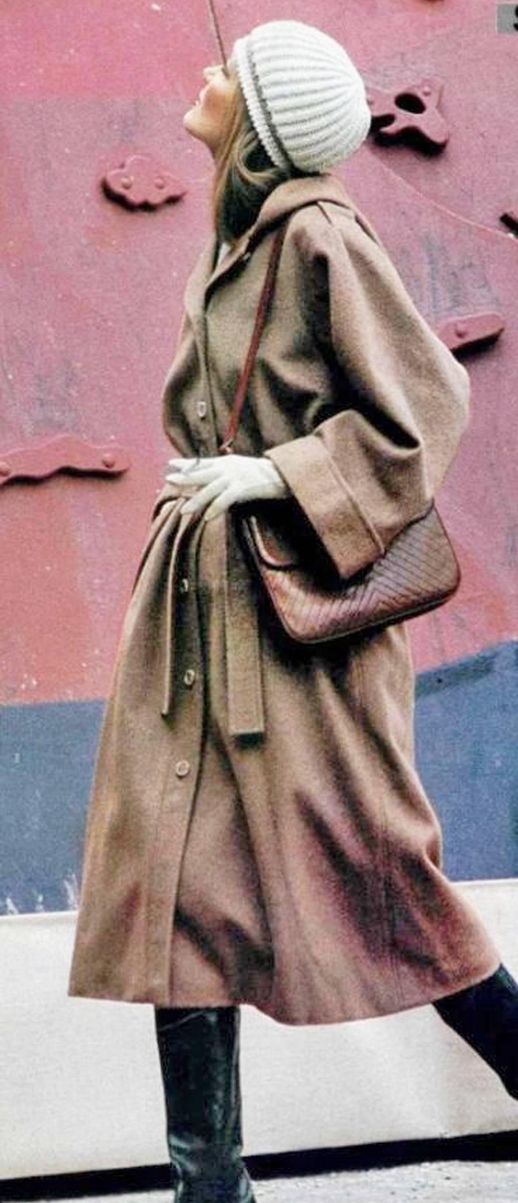 1970s Yves Saint Laurent camel hooded Loden coat, Fall 1975 2