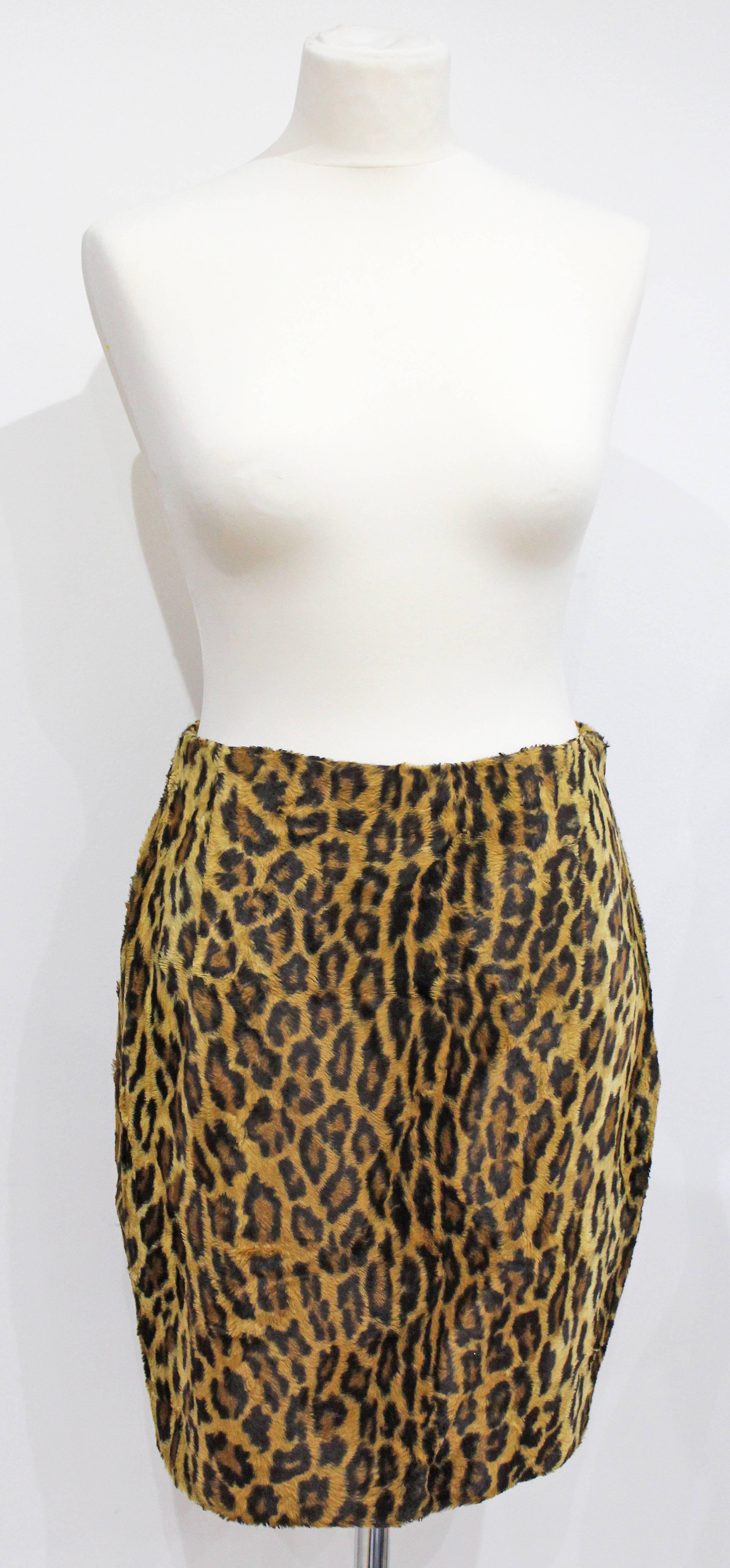 velvet leopard skirt