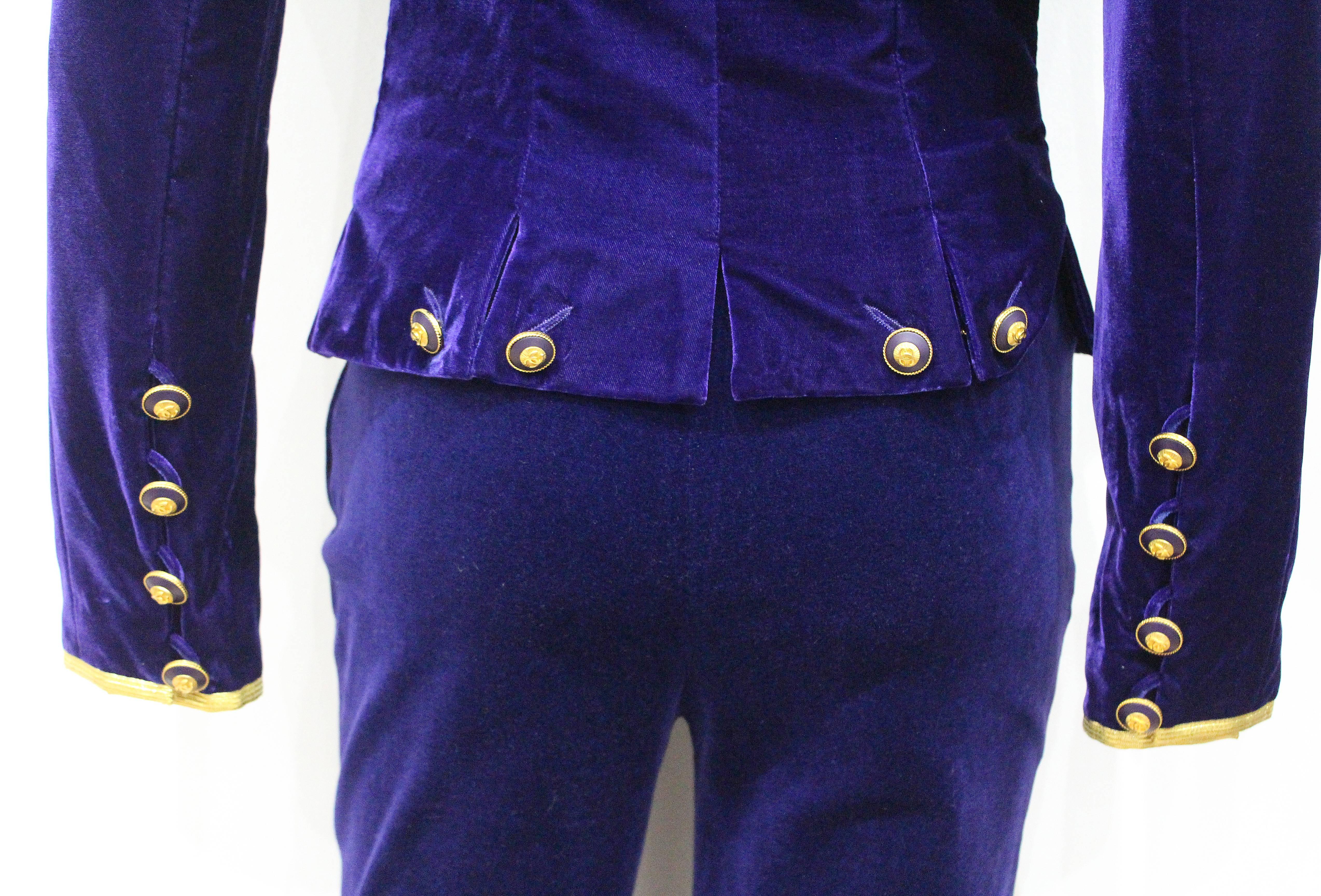 purple velvet pantsuit