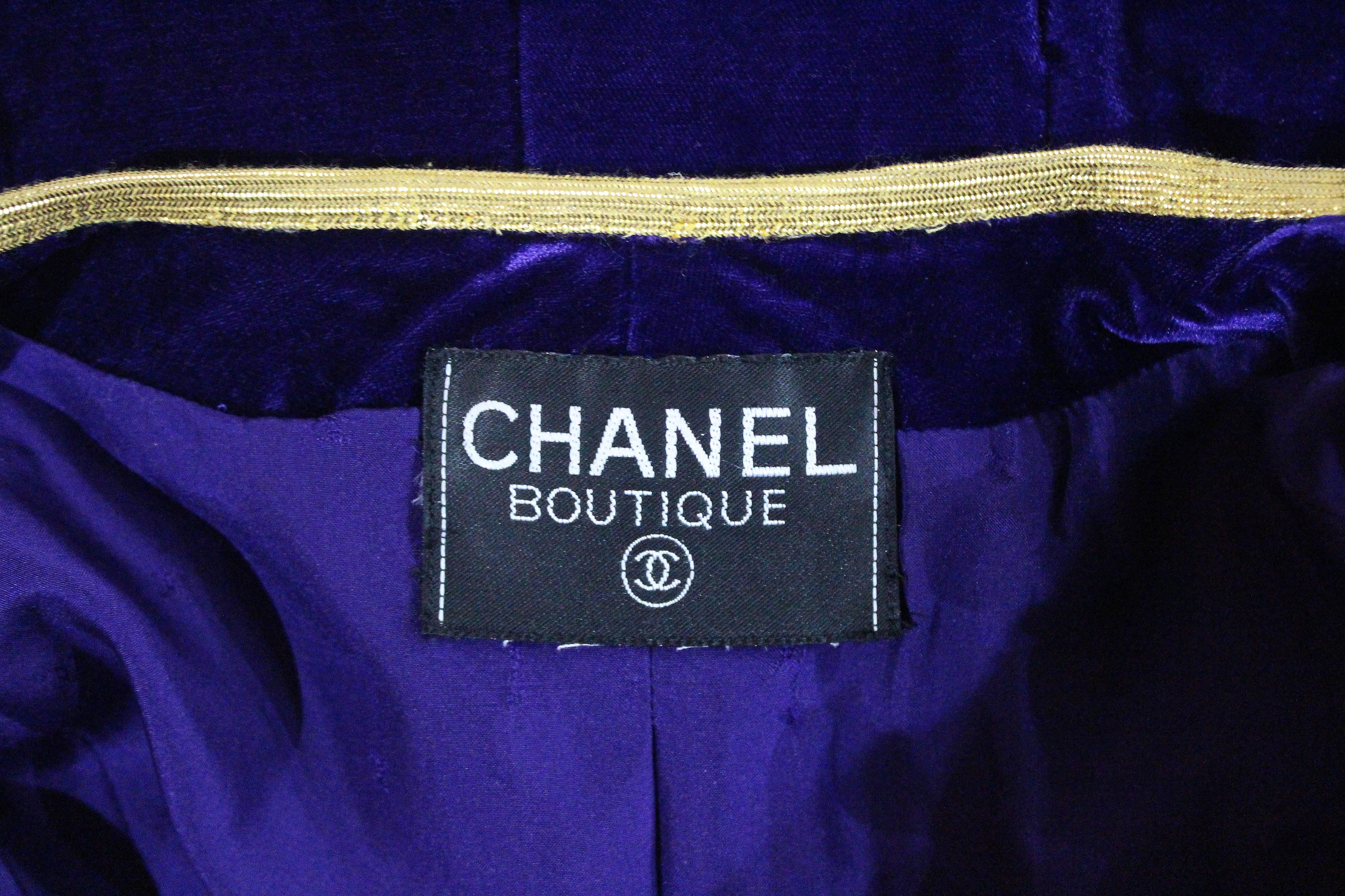 Exceptional Chanel purple velvet pant suit, Fall 1993 1