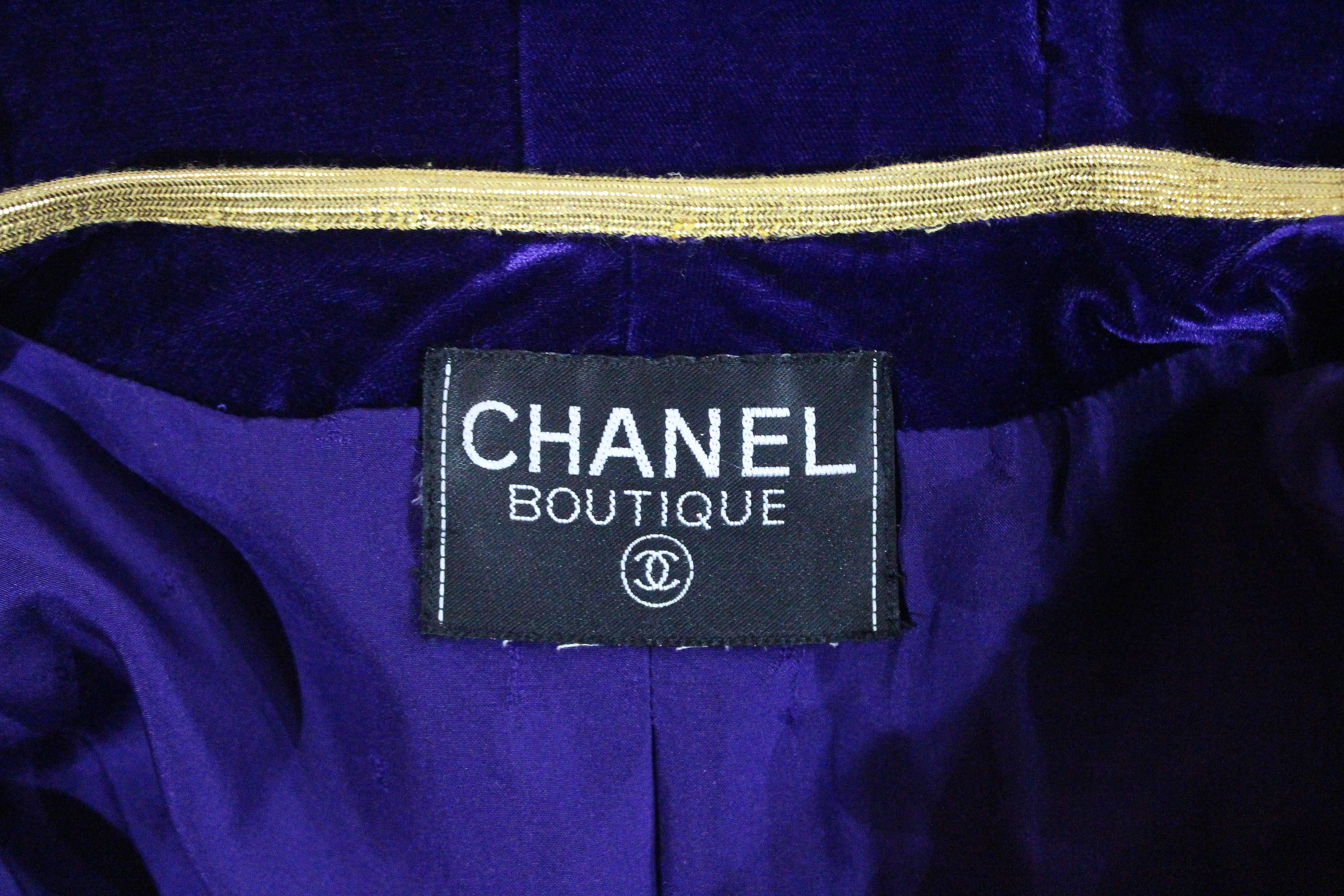 Exceptional Chanel purple velvet pant suit, Fall 1993  1