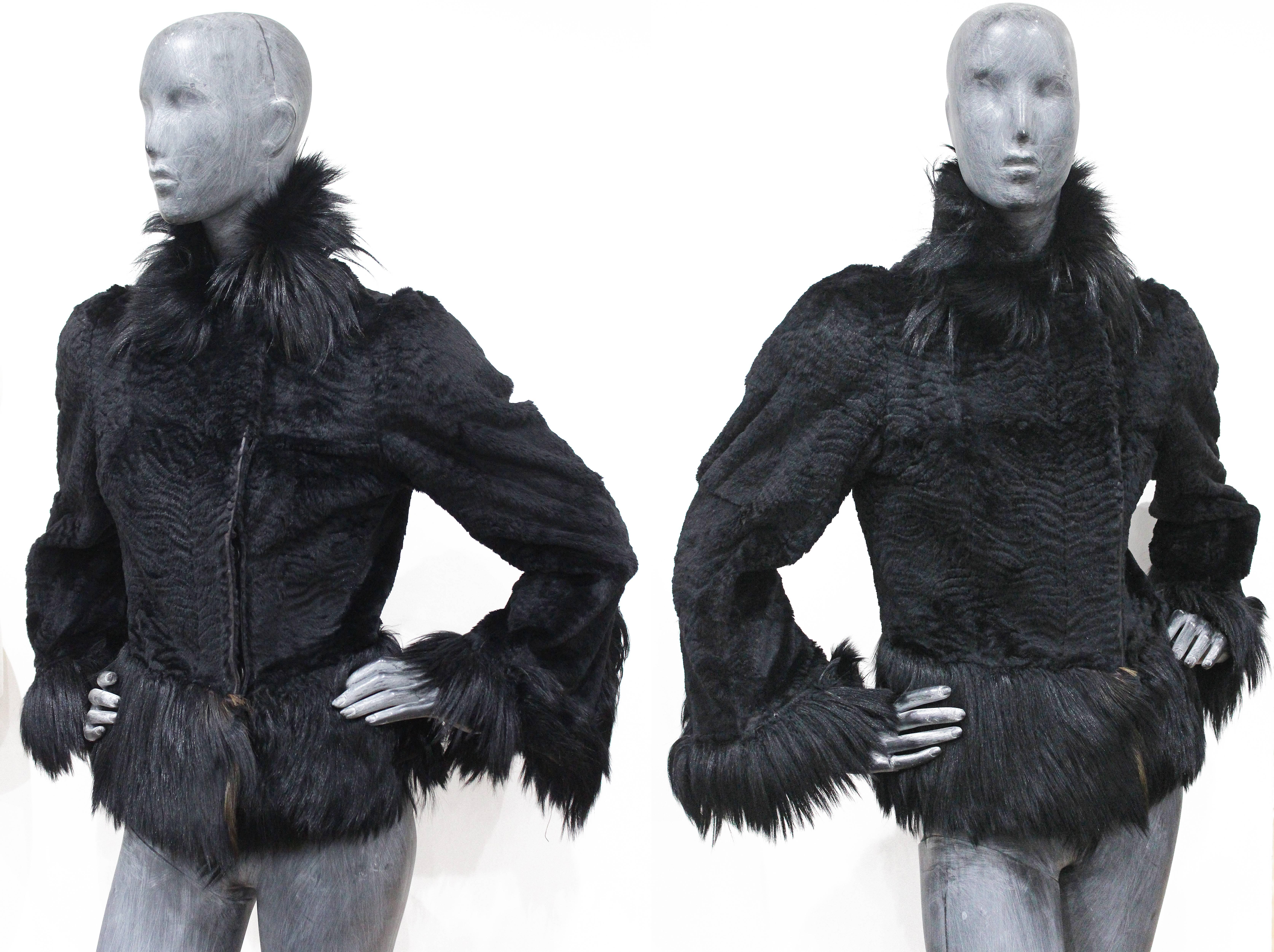 Black Important Early Alexander McQueen fur jacket, 'Eshu' African Collection Fall 200