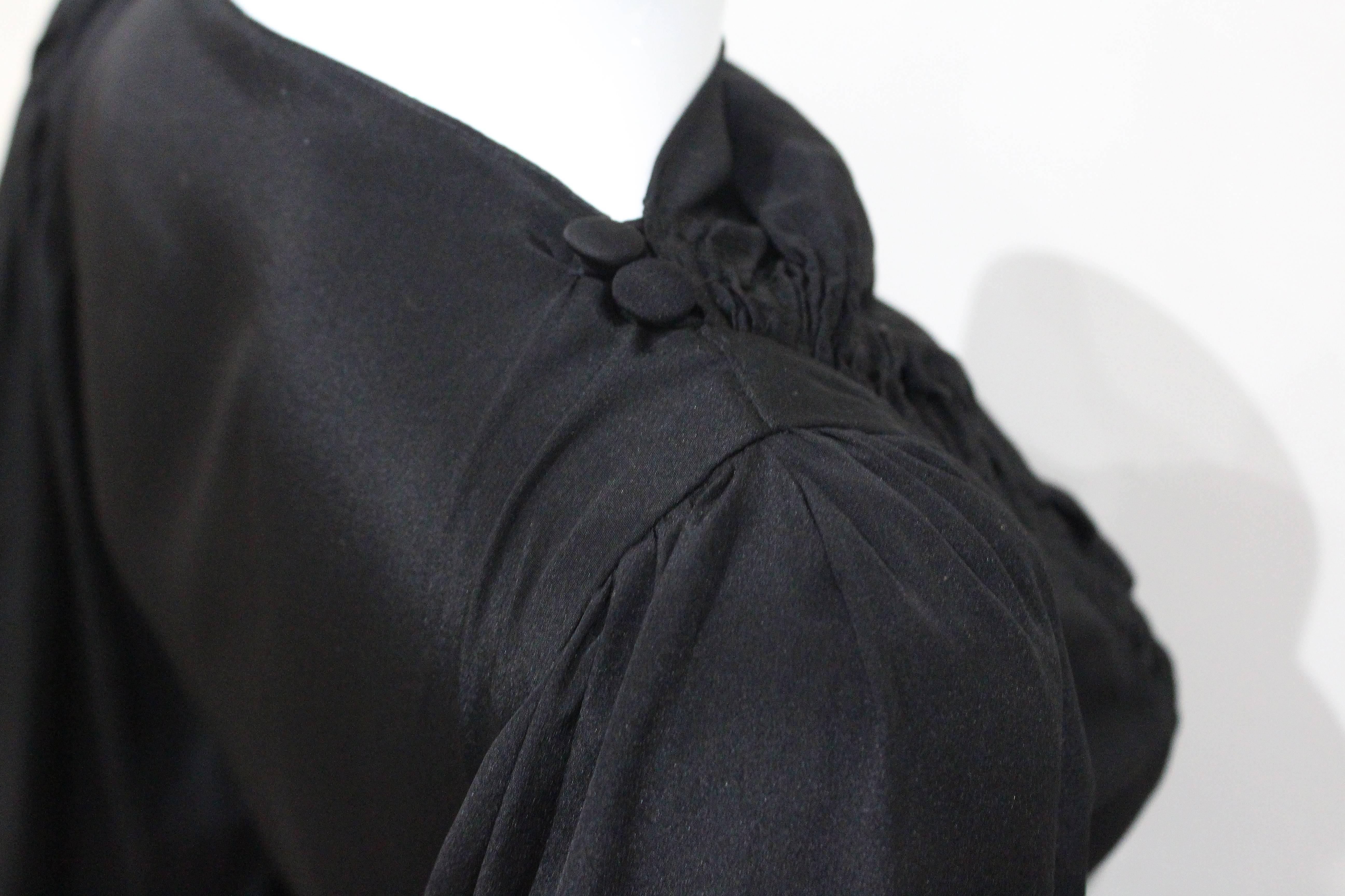 Exquisite 1940s Black Silk Evening Gown In Good Condition In London, GB