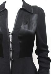 1970s Ossie Clark Black Peplum Satin Evening Blouse