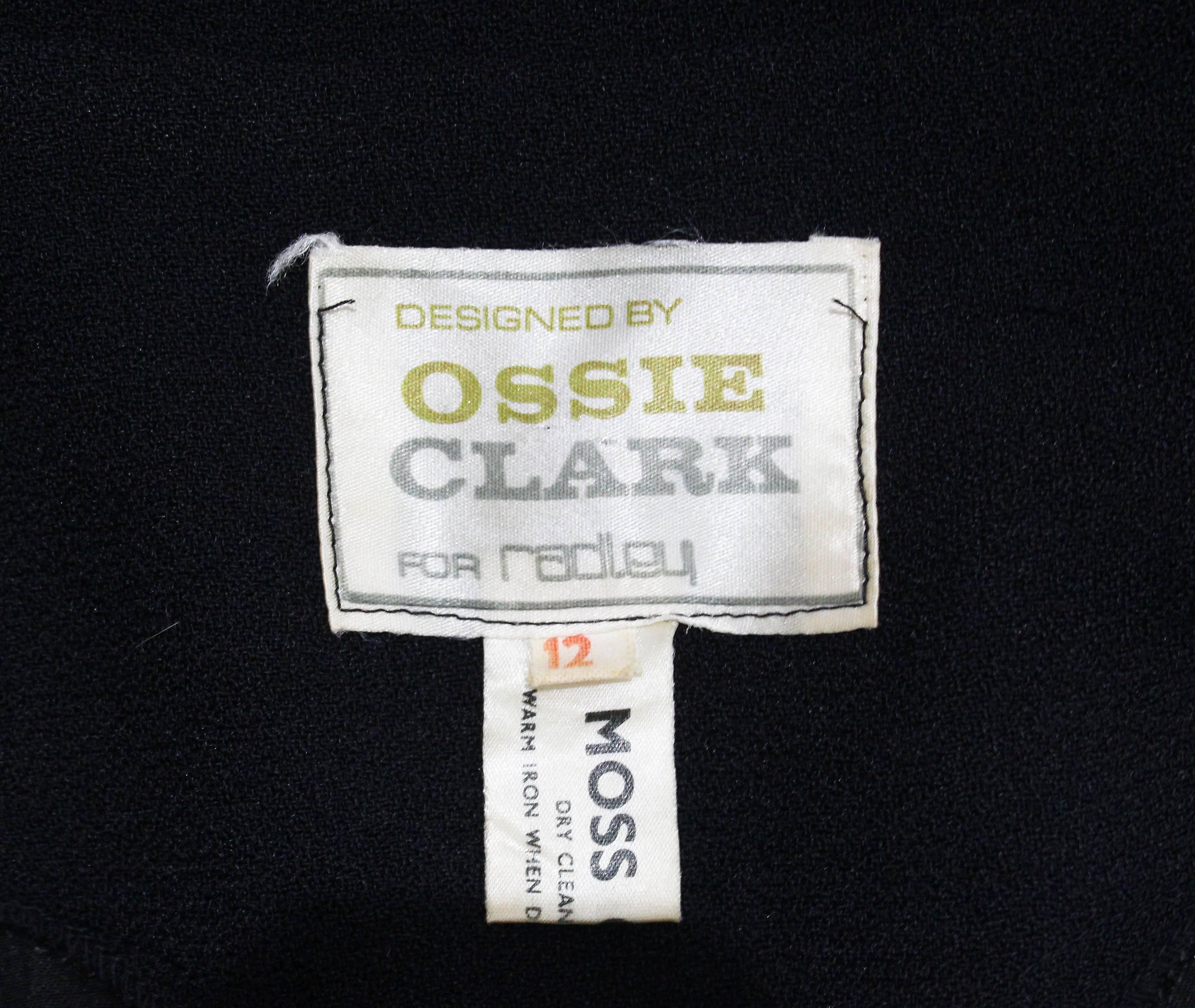 Women's 1970s Ossie Clark Black Peplum Satin Evening Blouse