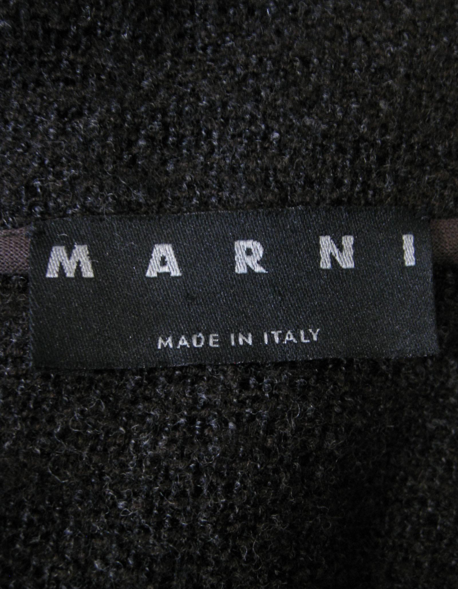 Black Marni Long Taupe Wool Sweater Coat