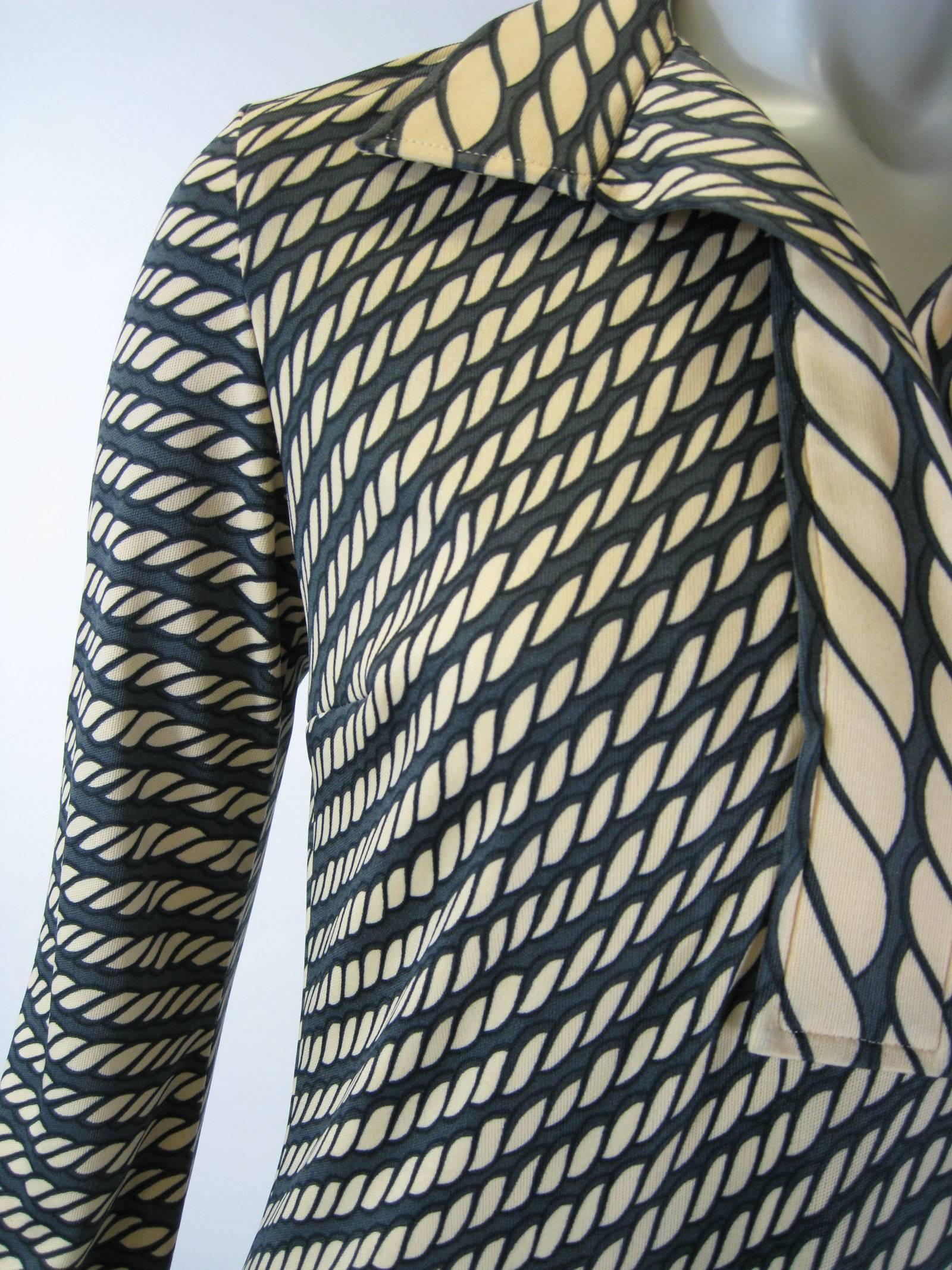Roberta Di Camerino Trompe L'oeil Shirt Dress In Good Condition In Oakland, CA