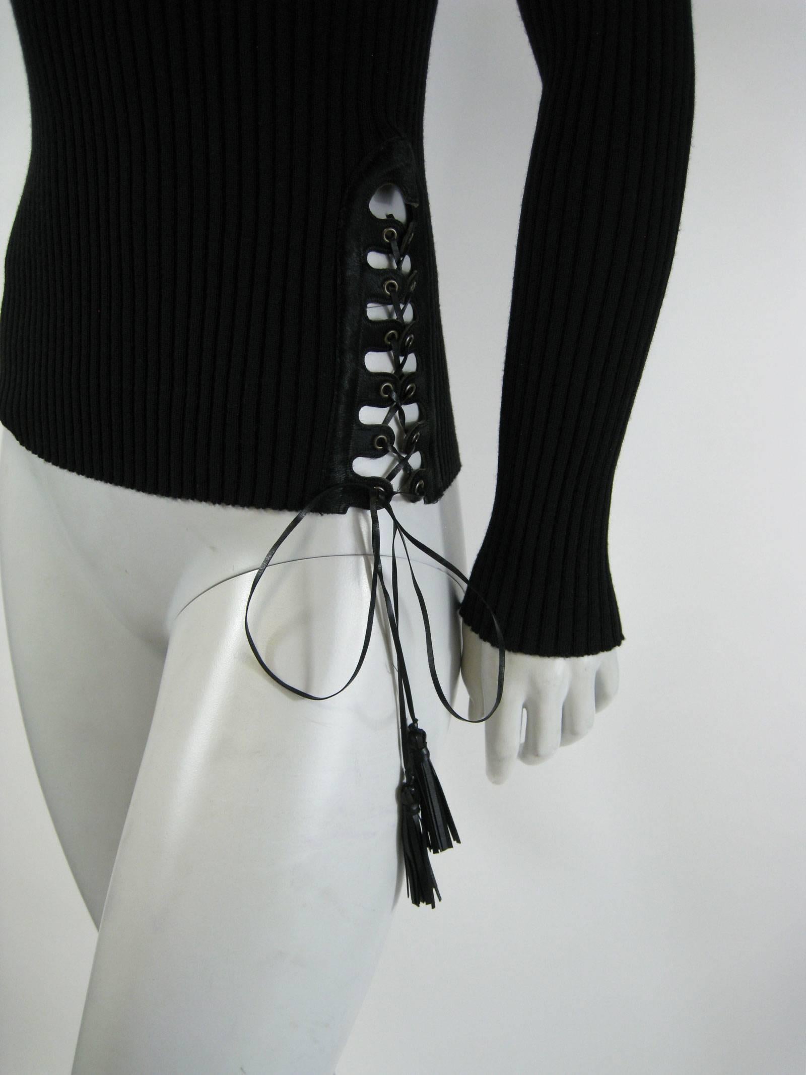 Jean Paul Gaultier Maille Black Sweater with Side Tie In Excellent Condition In Oakland, CA