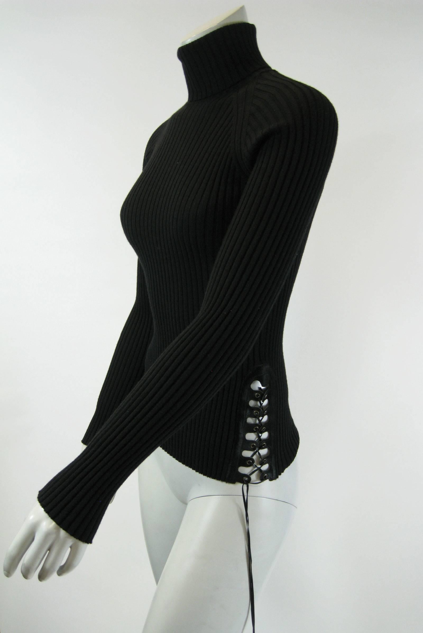 Women's Jean Paul Gaultier Maille Black Sweater with Side Tie