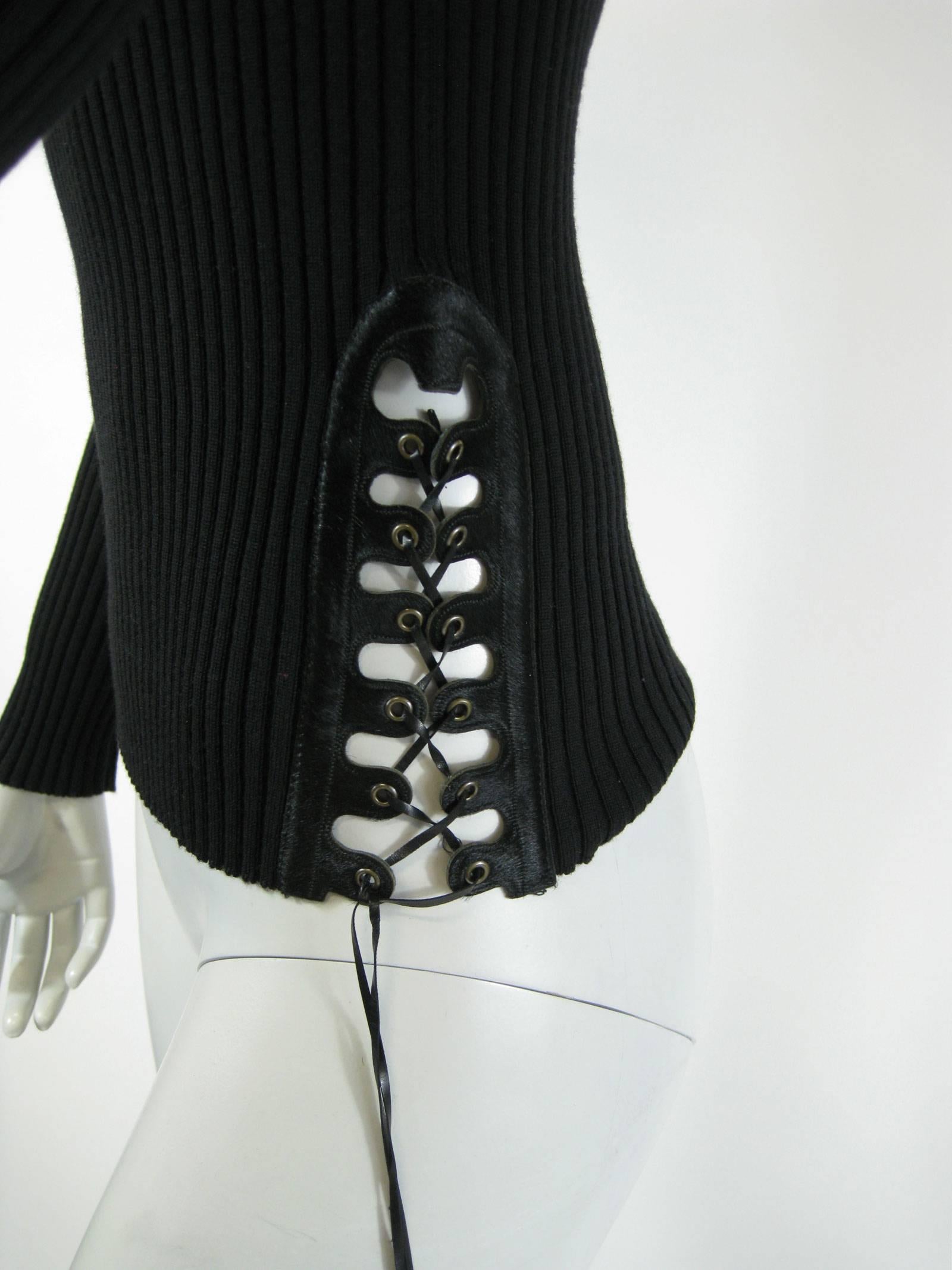 Jean Paul Gaultier Maille Black Sweater with Side Tie 2
