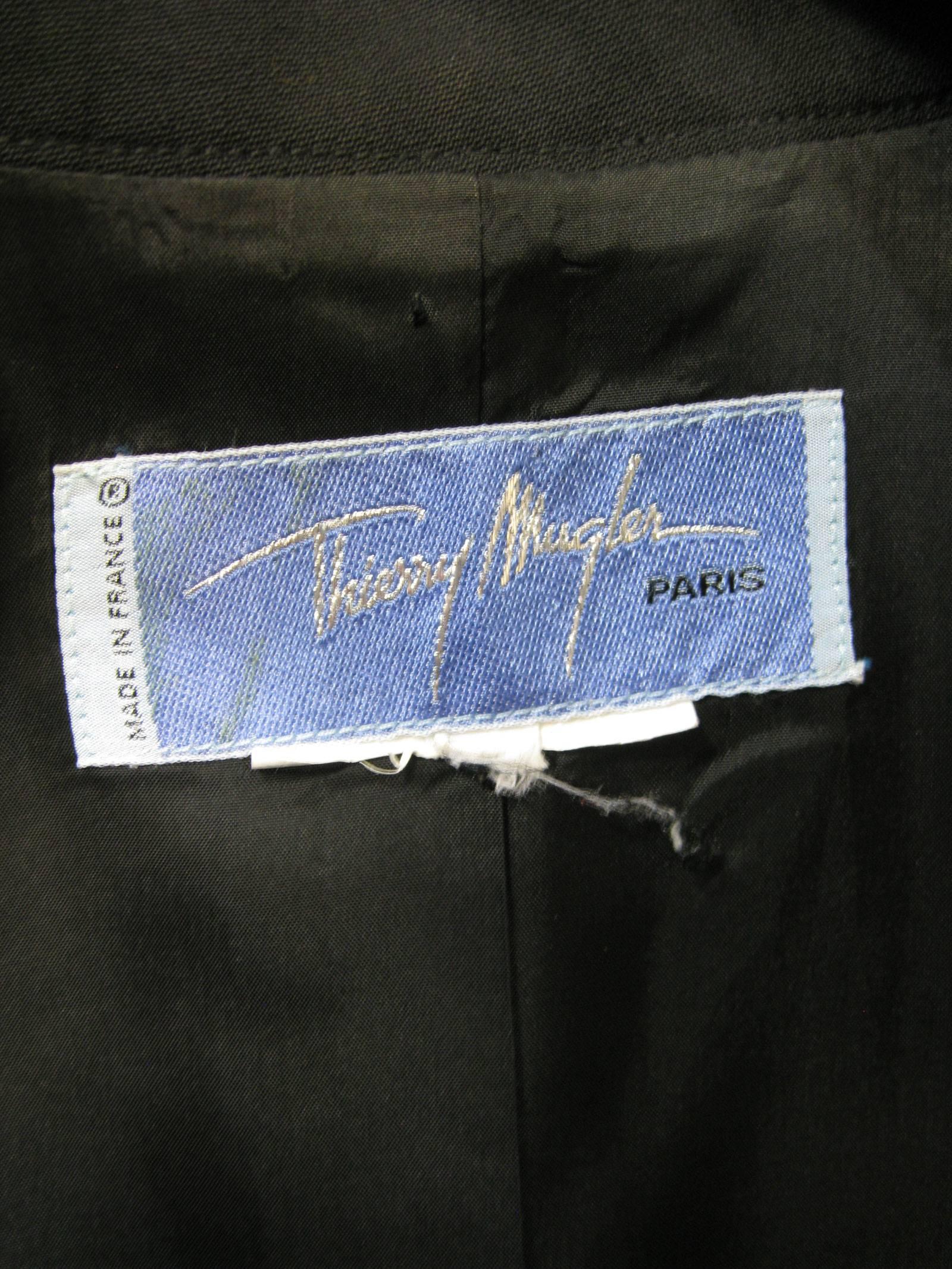 Thierry Mugler Black Suit Jacket In Excellent Condition For Sale In Oakland, CA