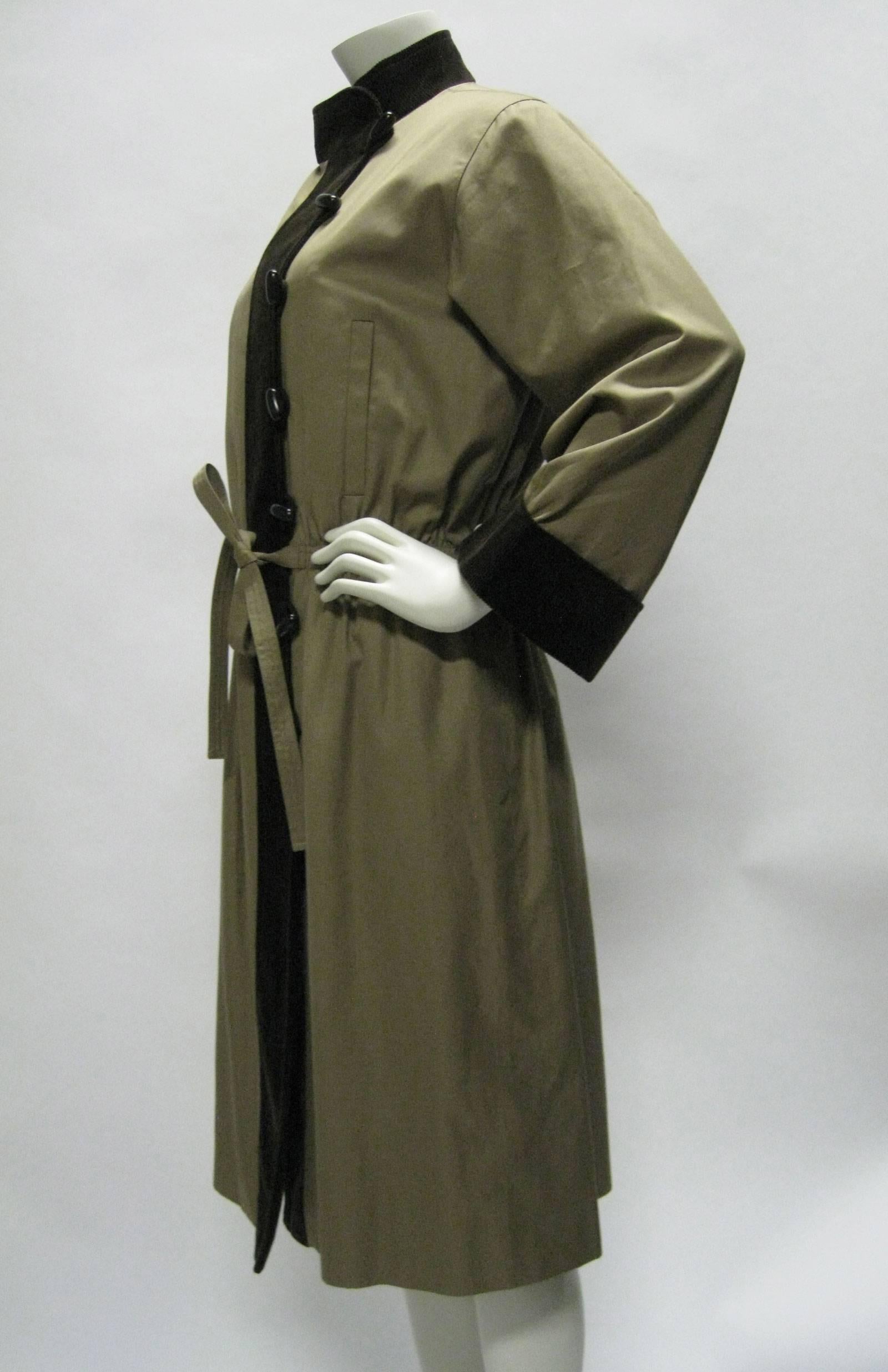 Black Yves Saint Laurent Cotton & Corduroy Trench Coat